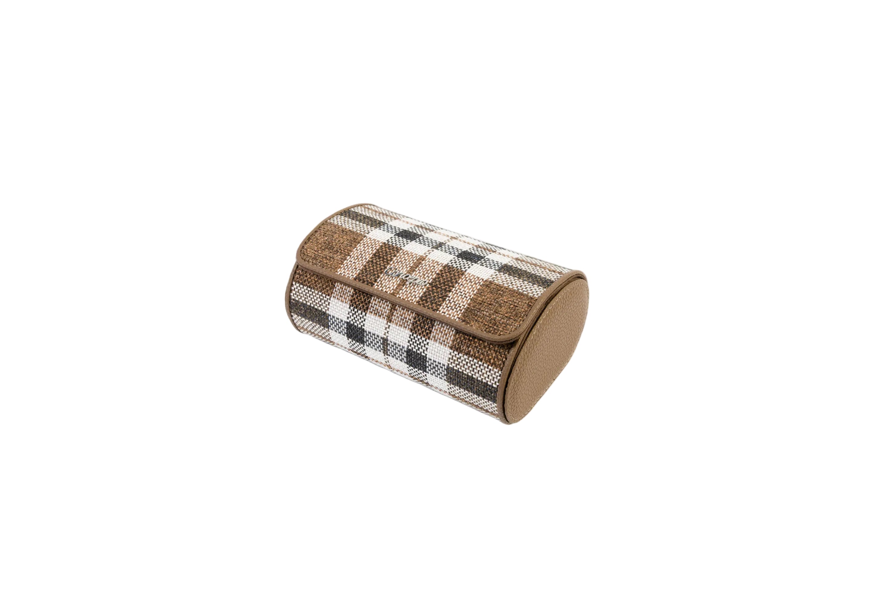 Brown Plaid Watch Roll