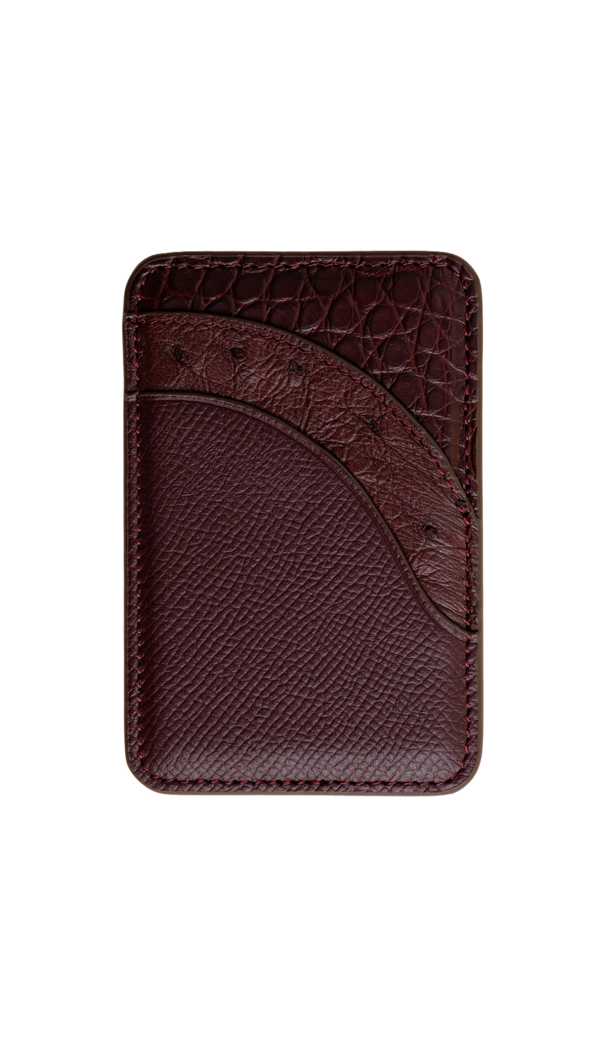 Burgundy Ostrich Contour MagSafe Wallet - The Curve