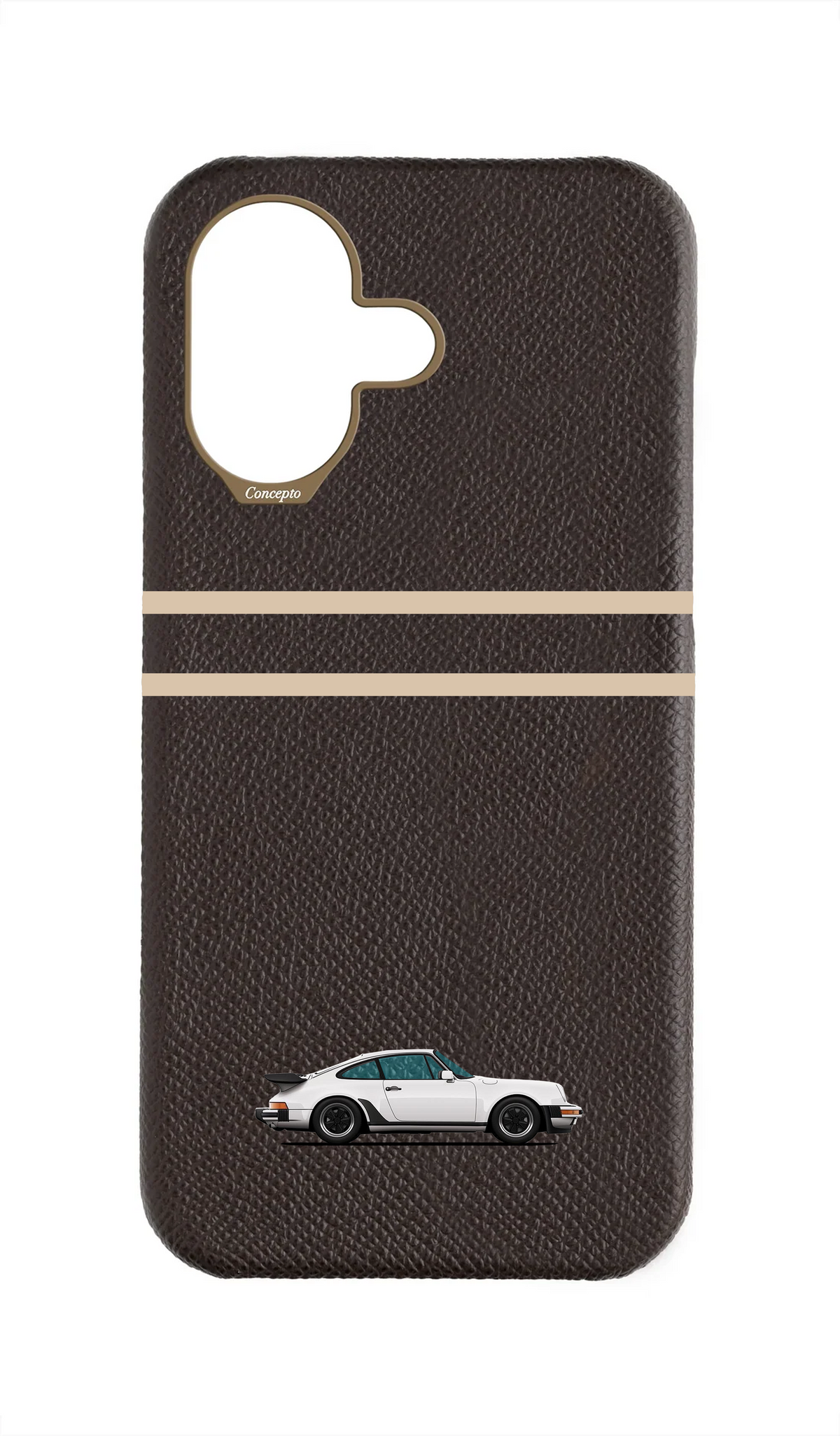 Brown Strapless Epsom Case - Retro Sport Design