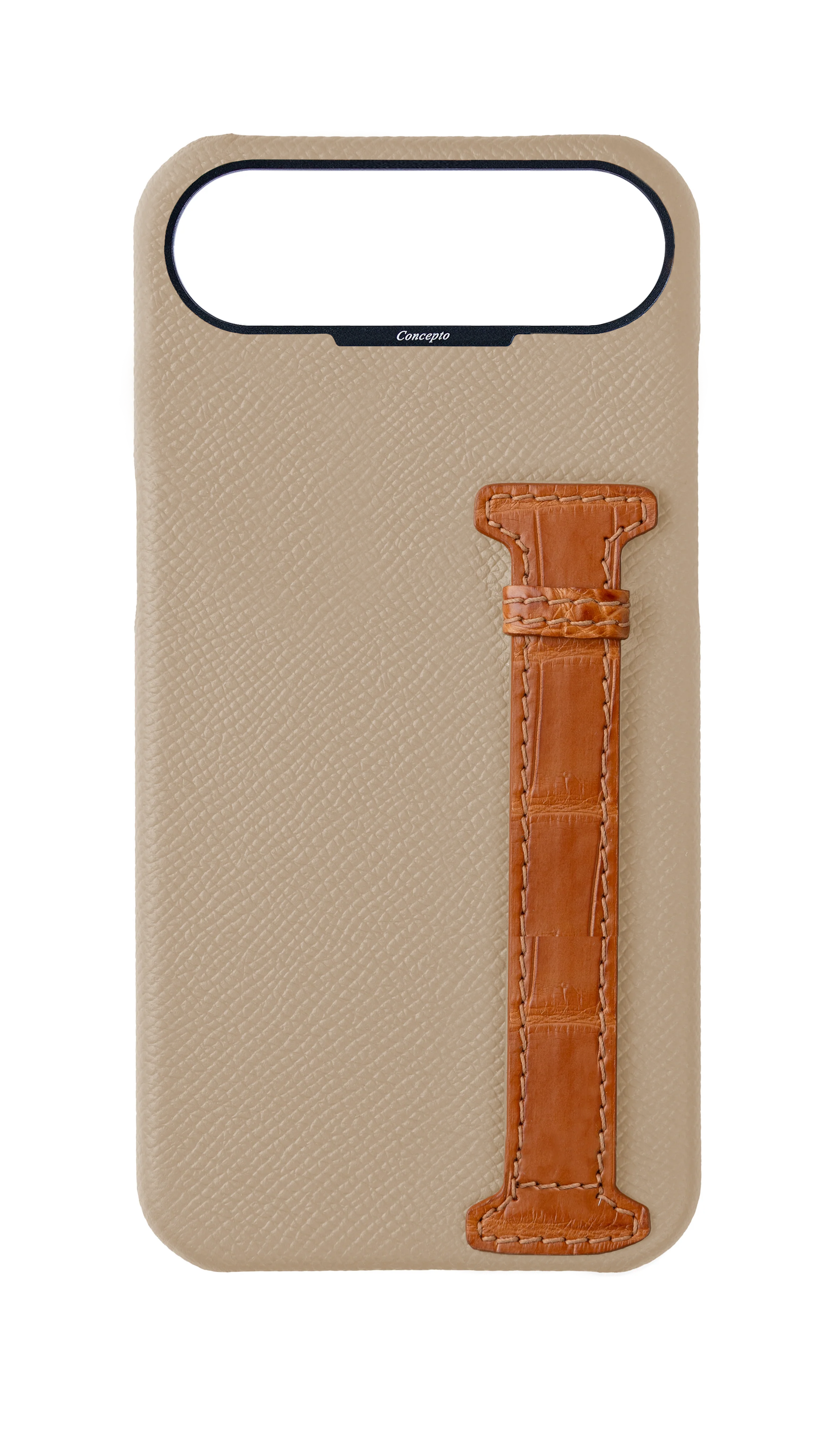 Beige / Tangerine Exotic Crocodile Side Strap Case