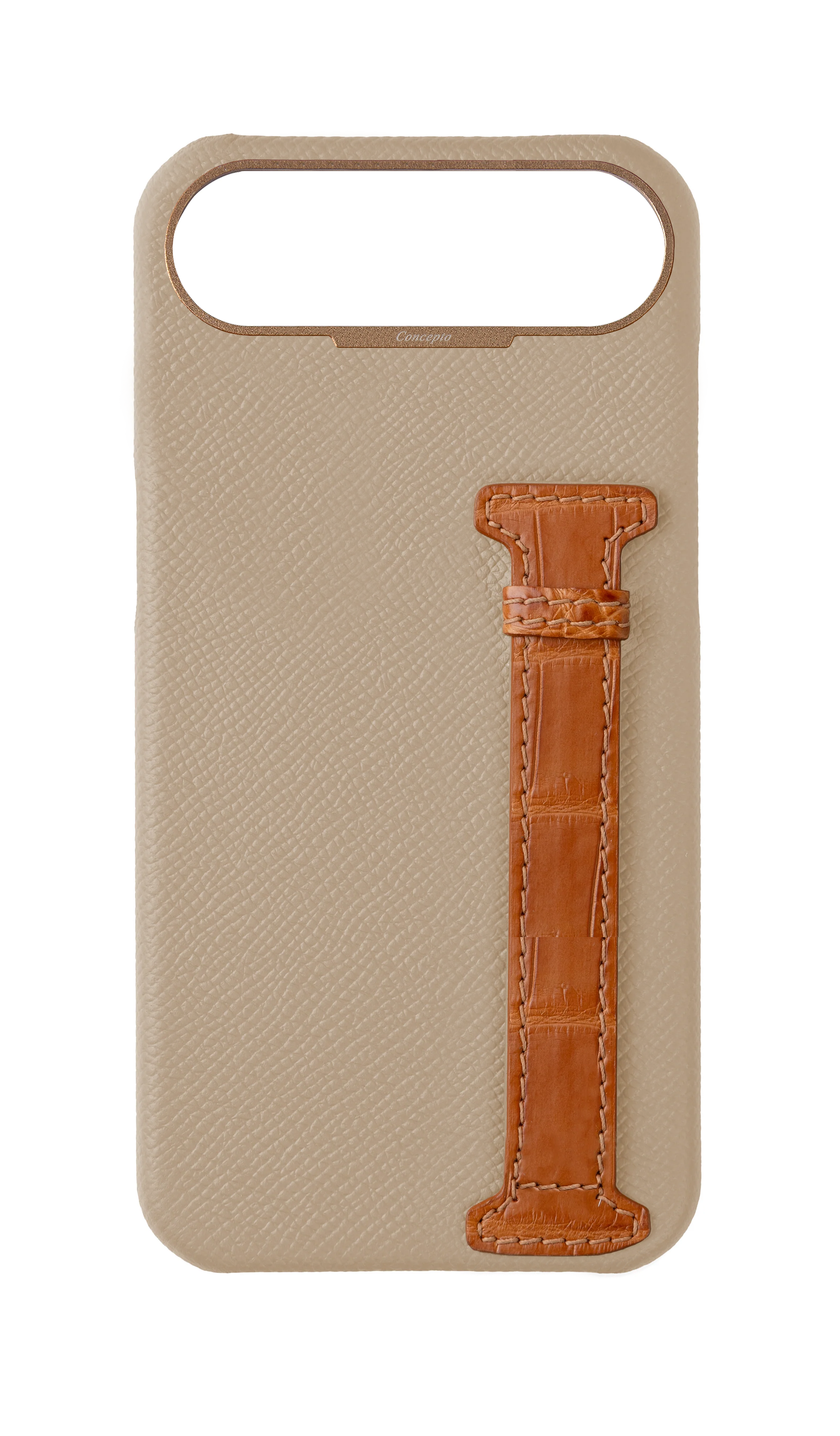 Beige / Tangerine Exotic Crocodile Side Strap Case