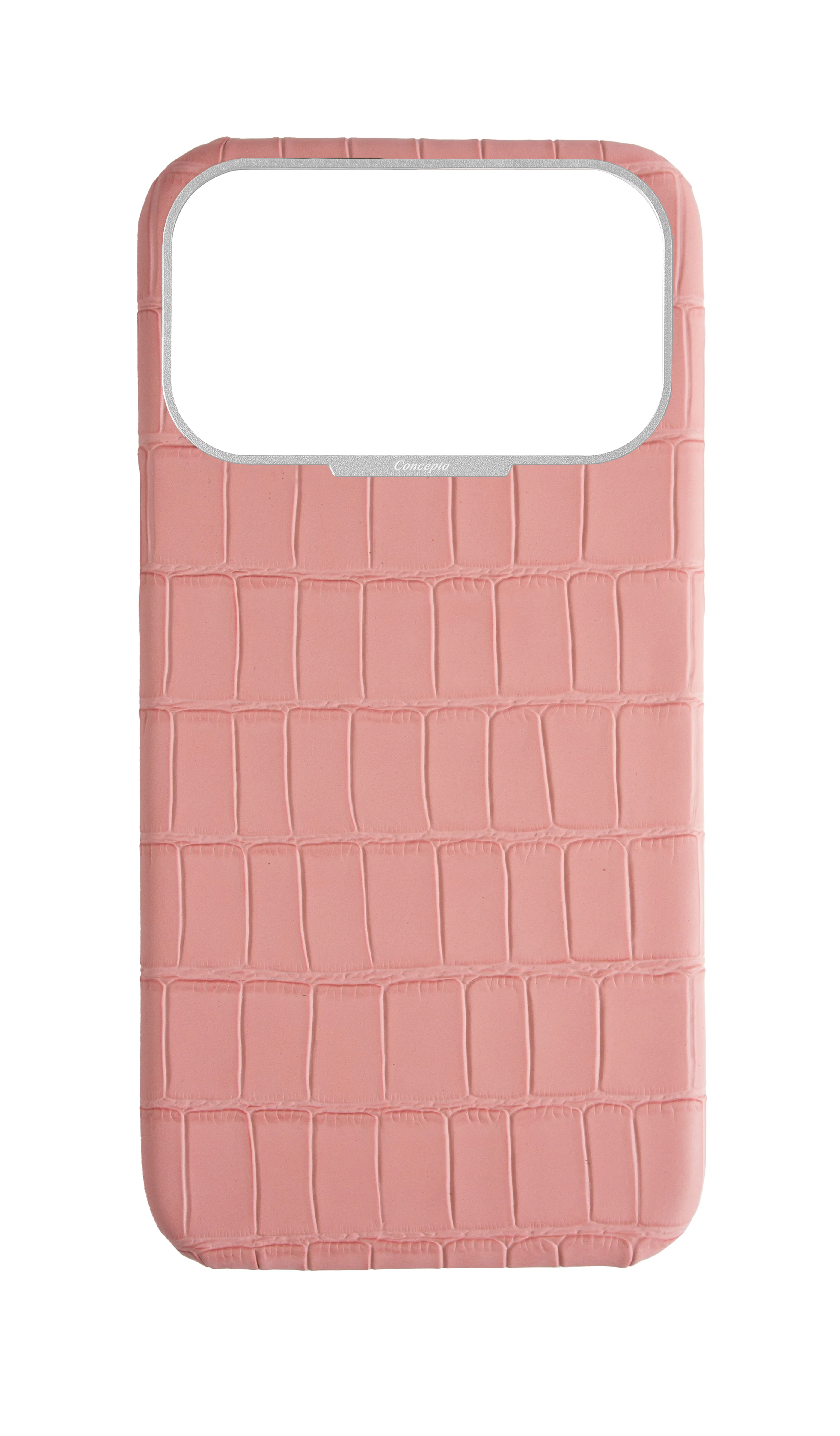 Matte Pink Strapless Embossed Crocodile Case