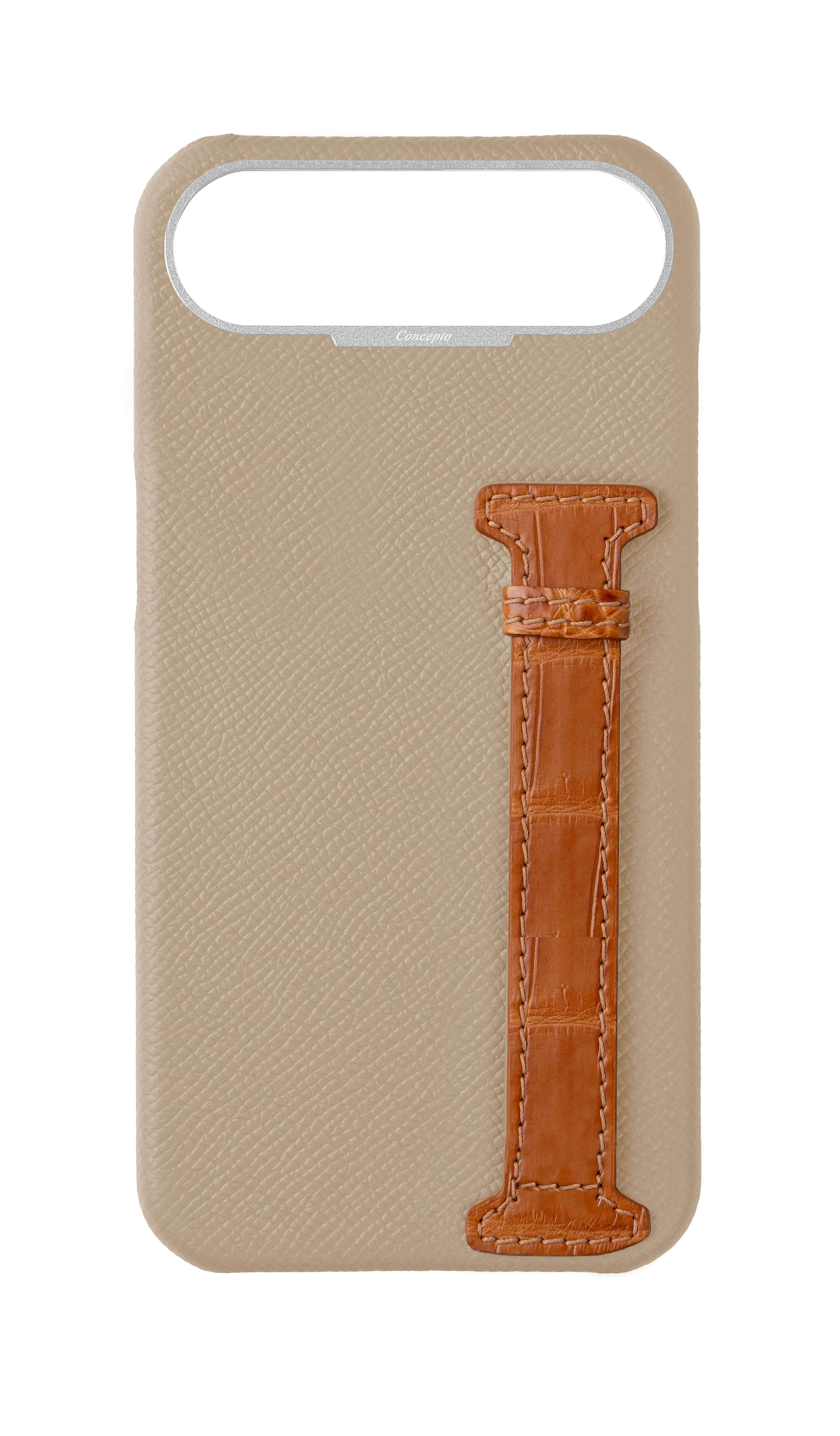 Beige / Tangerine Exotic Crocodile Side Strap Case
