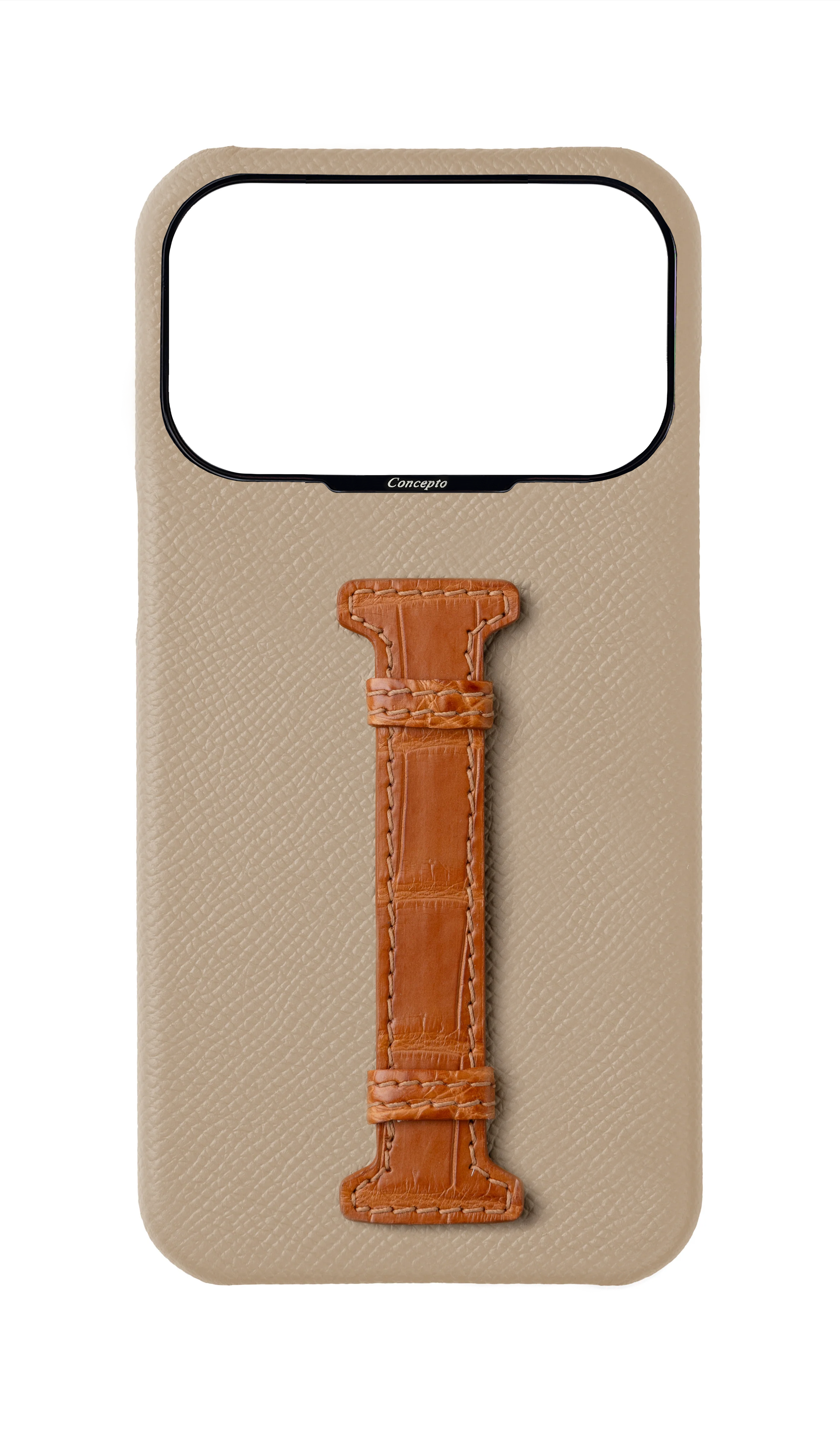 Beige / Tangerine Exotic Crocodile Middle Strap Case