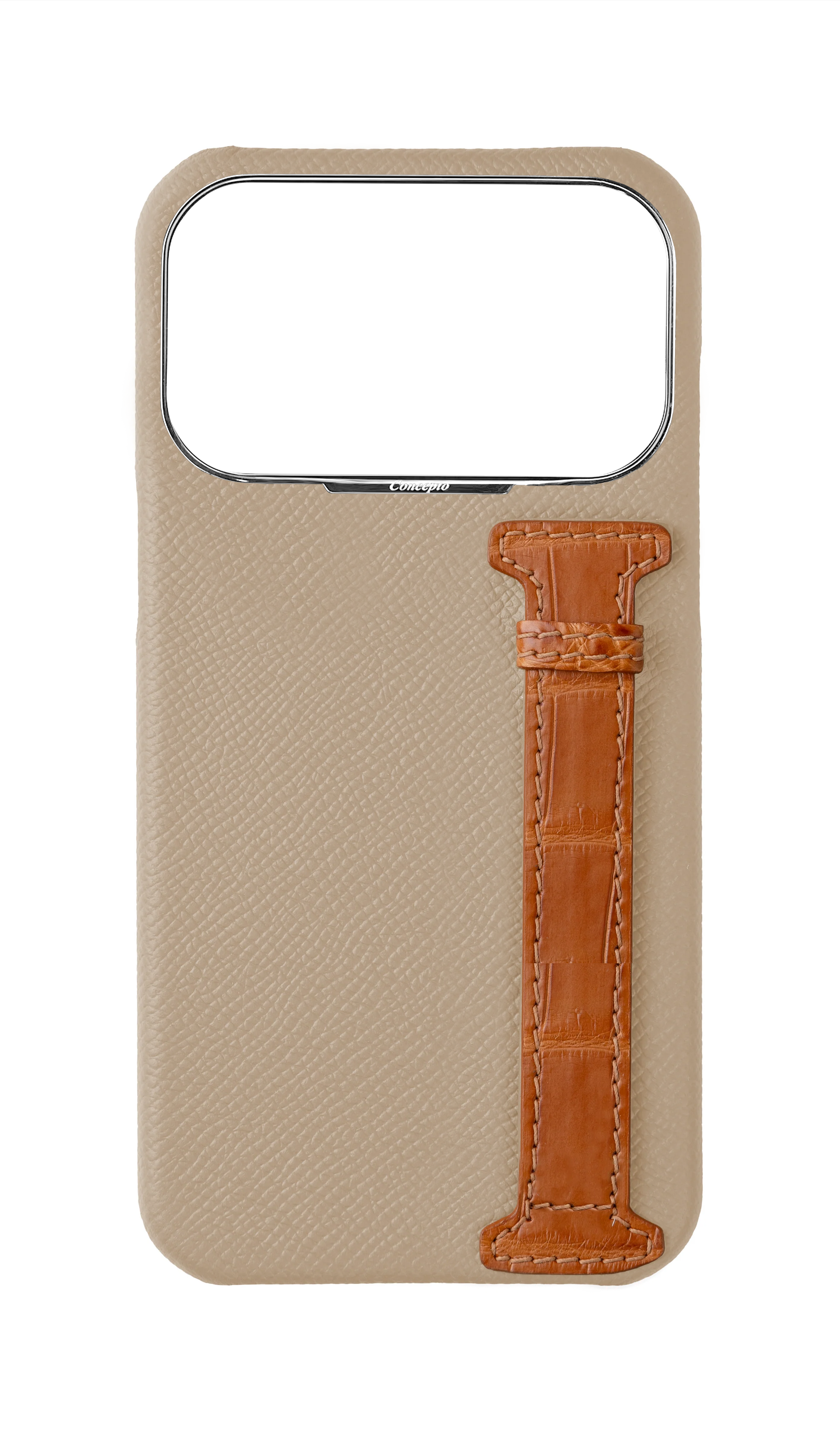 Beige / Tangerine Exotic Crocodile Side Strap Case