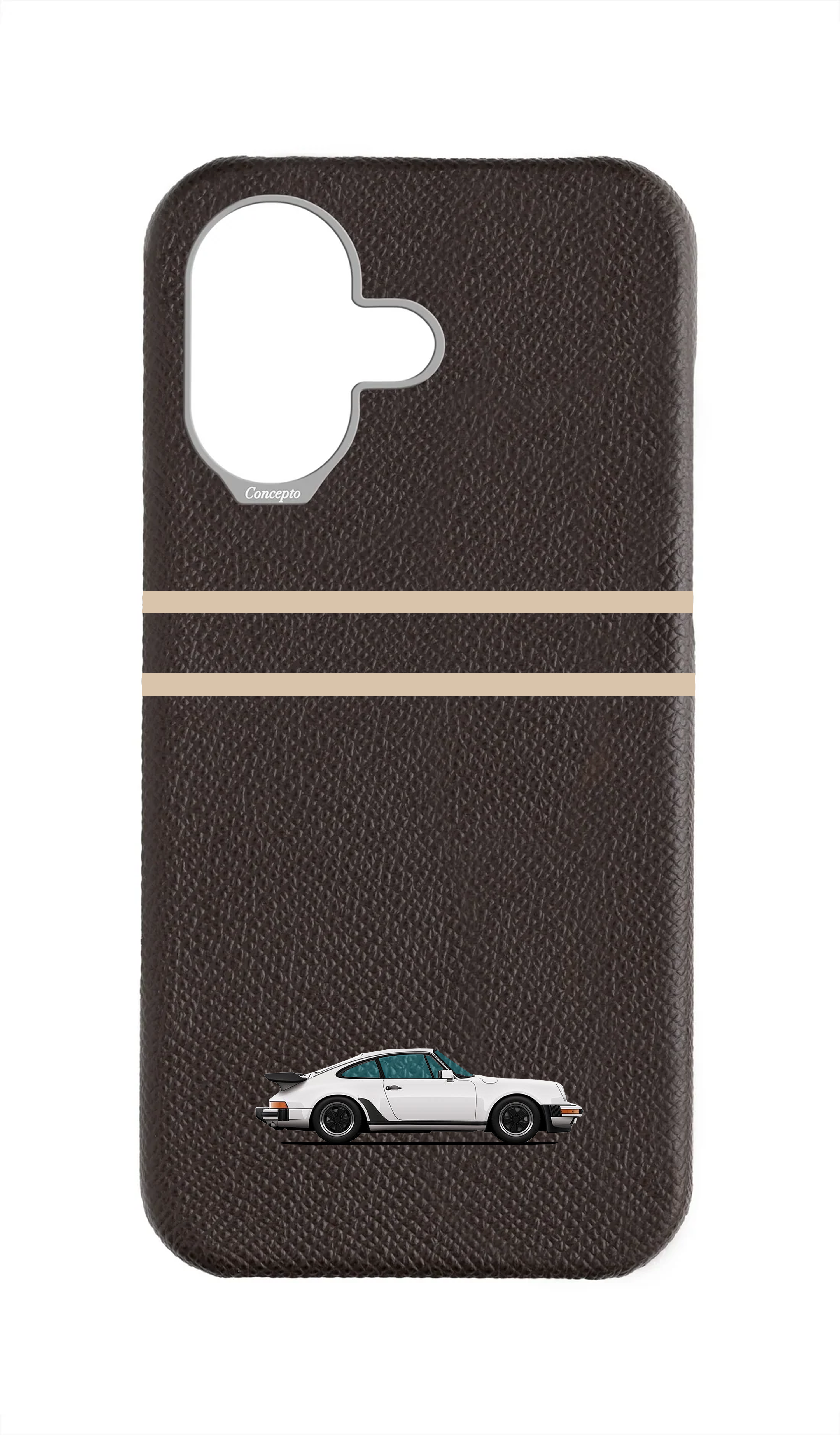 Brown Strapless Epsom Case - Retro Sport Design