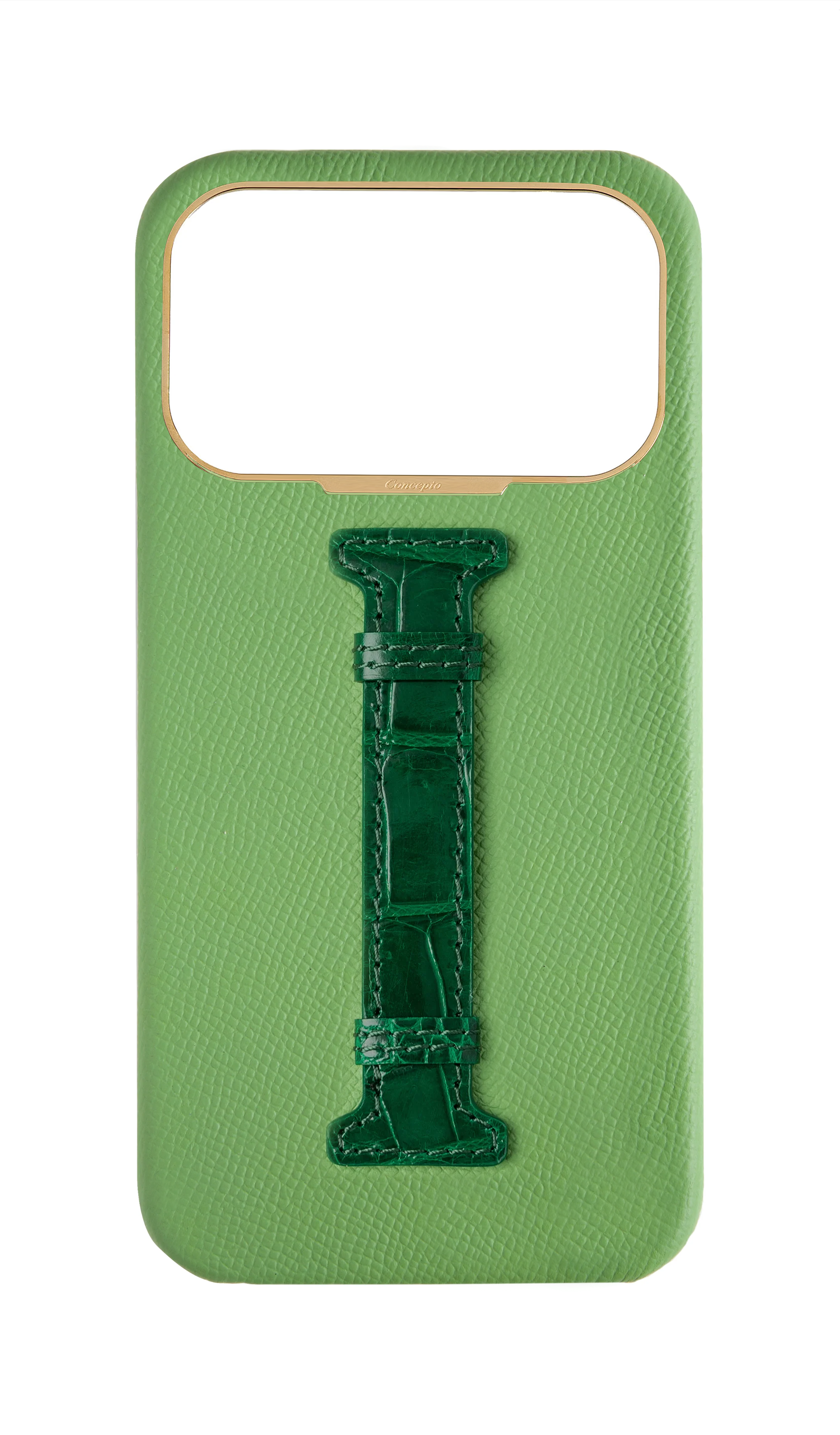 Leaf Green / Royal Green Exotic Crocodile Middle Strap Case
