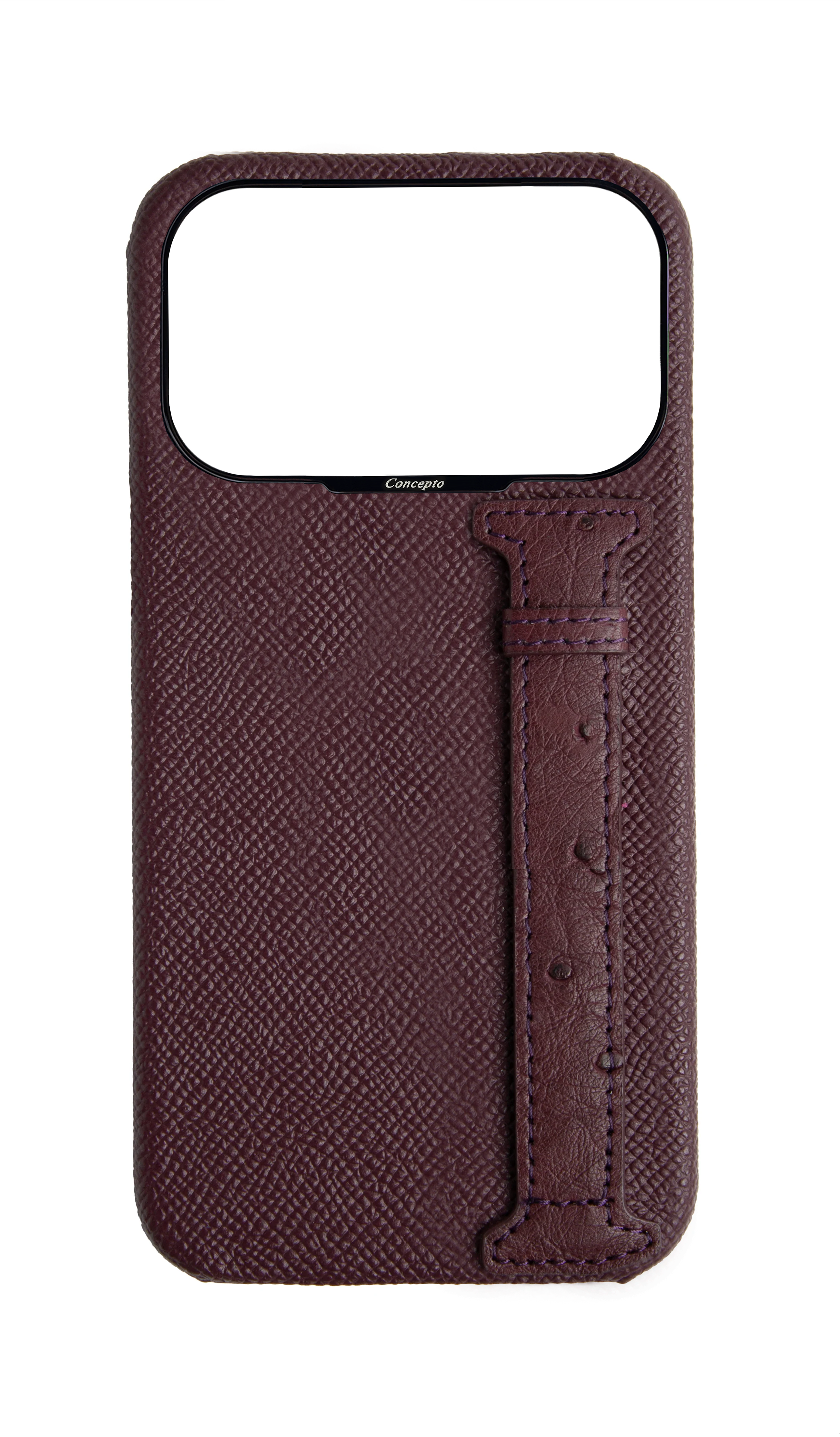 Maroon Exotic Ostrich Side Strap Case