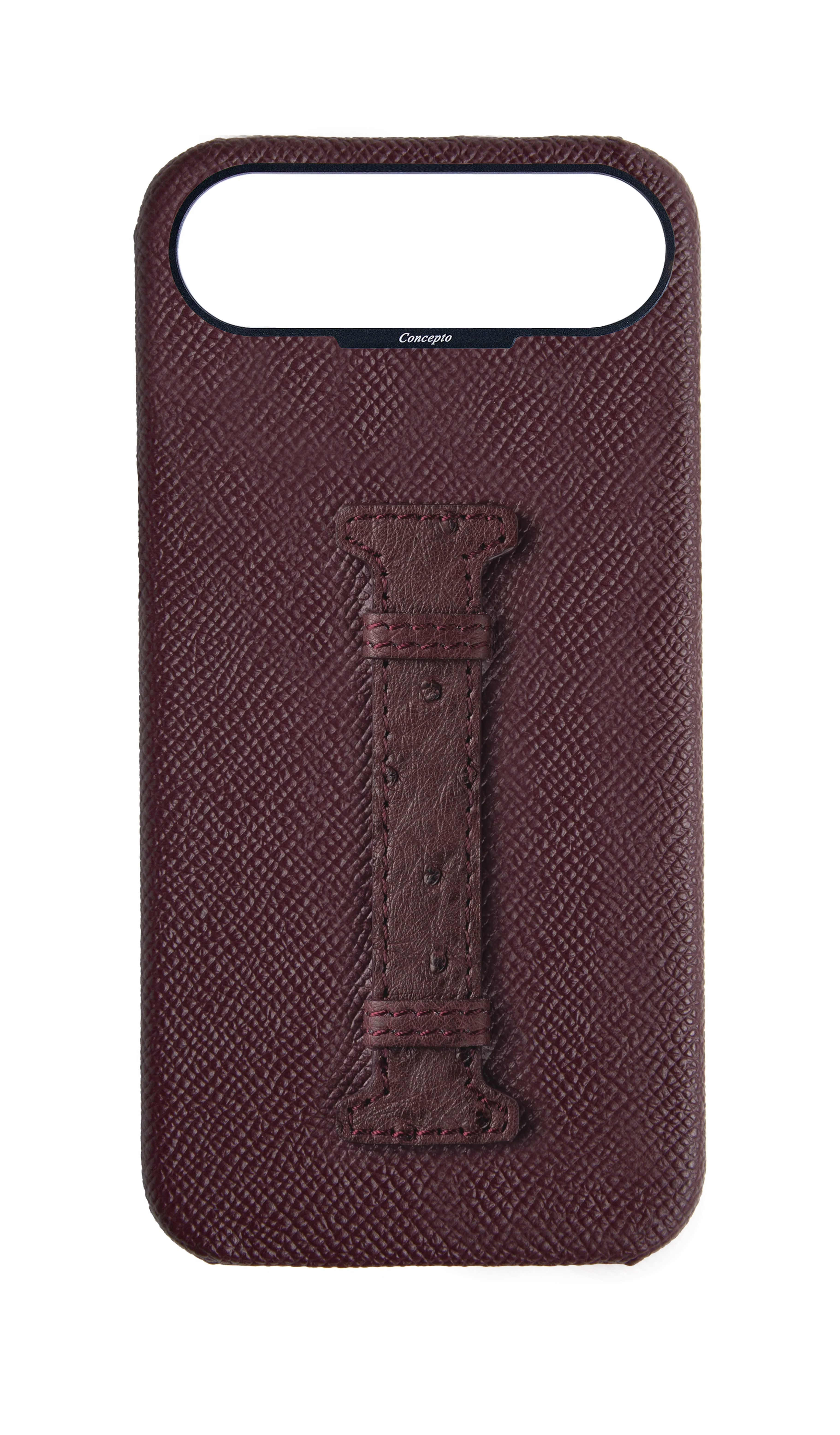 Maroon Exotic Ostrich Middle Strap Case