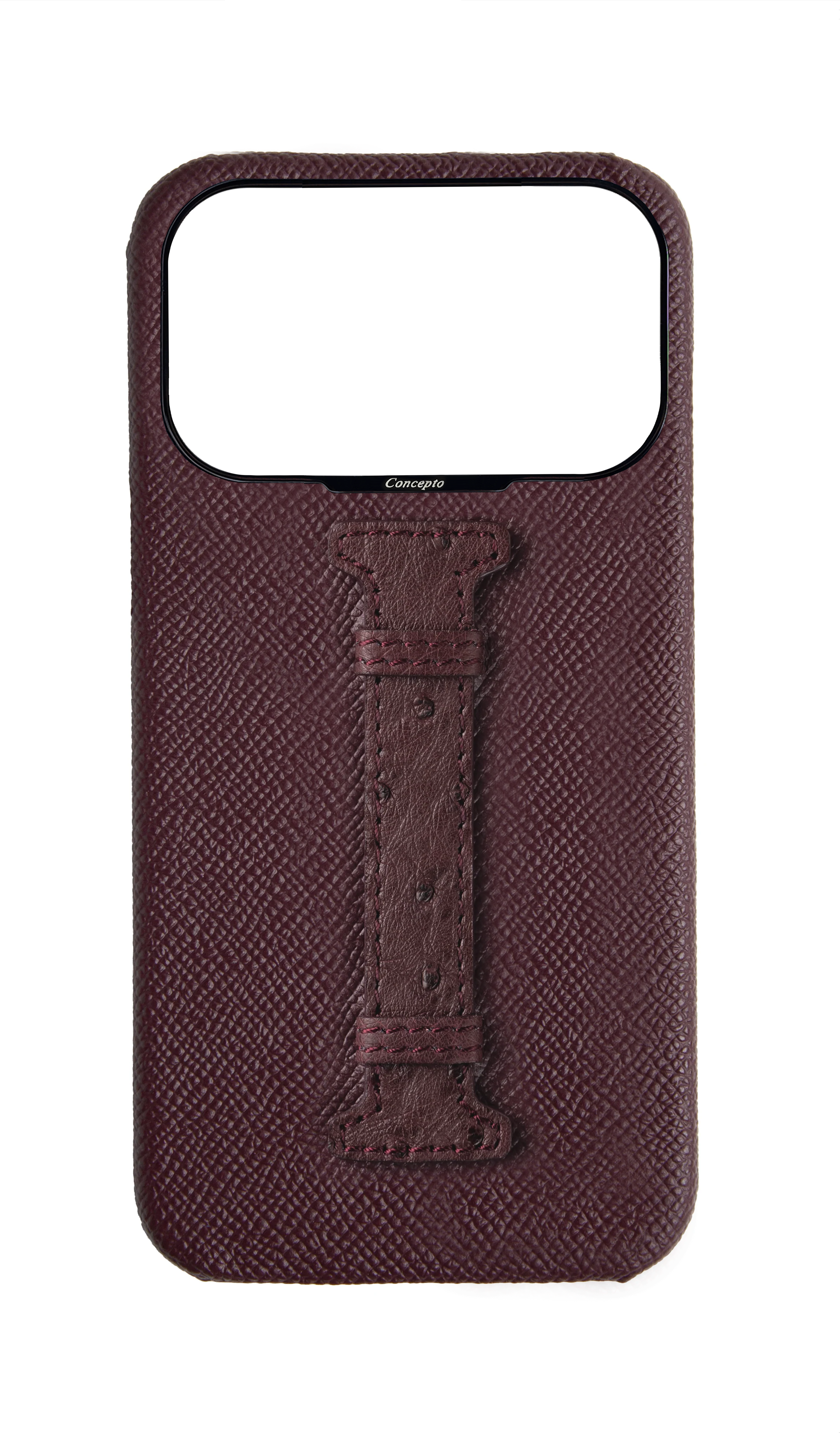 Maroon Exotic Ostrich Middle Strap Case