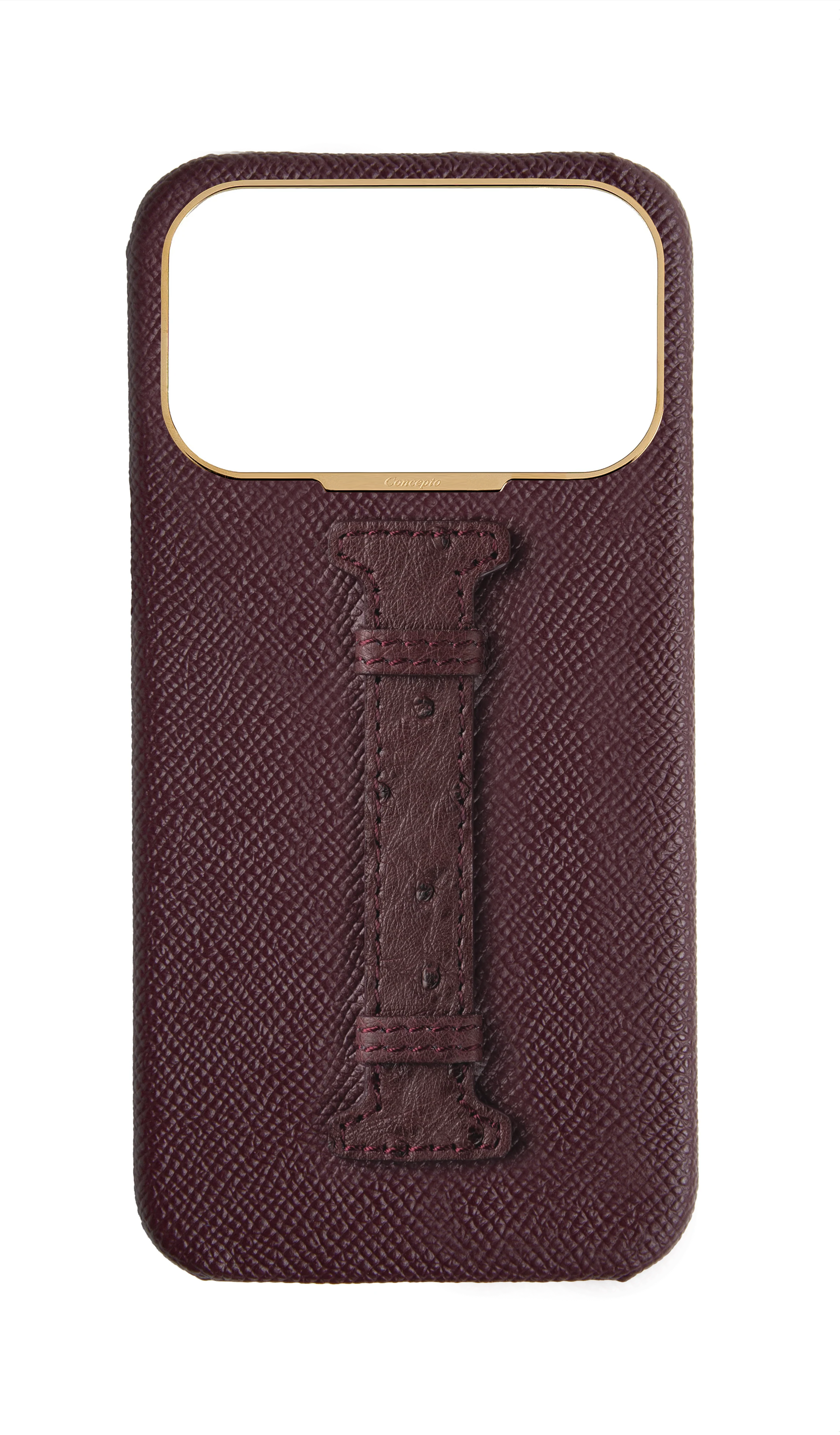 Maroon Exotic Ostrich Middle Strap Case