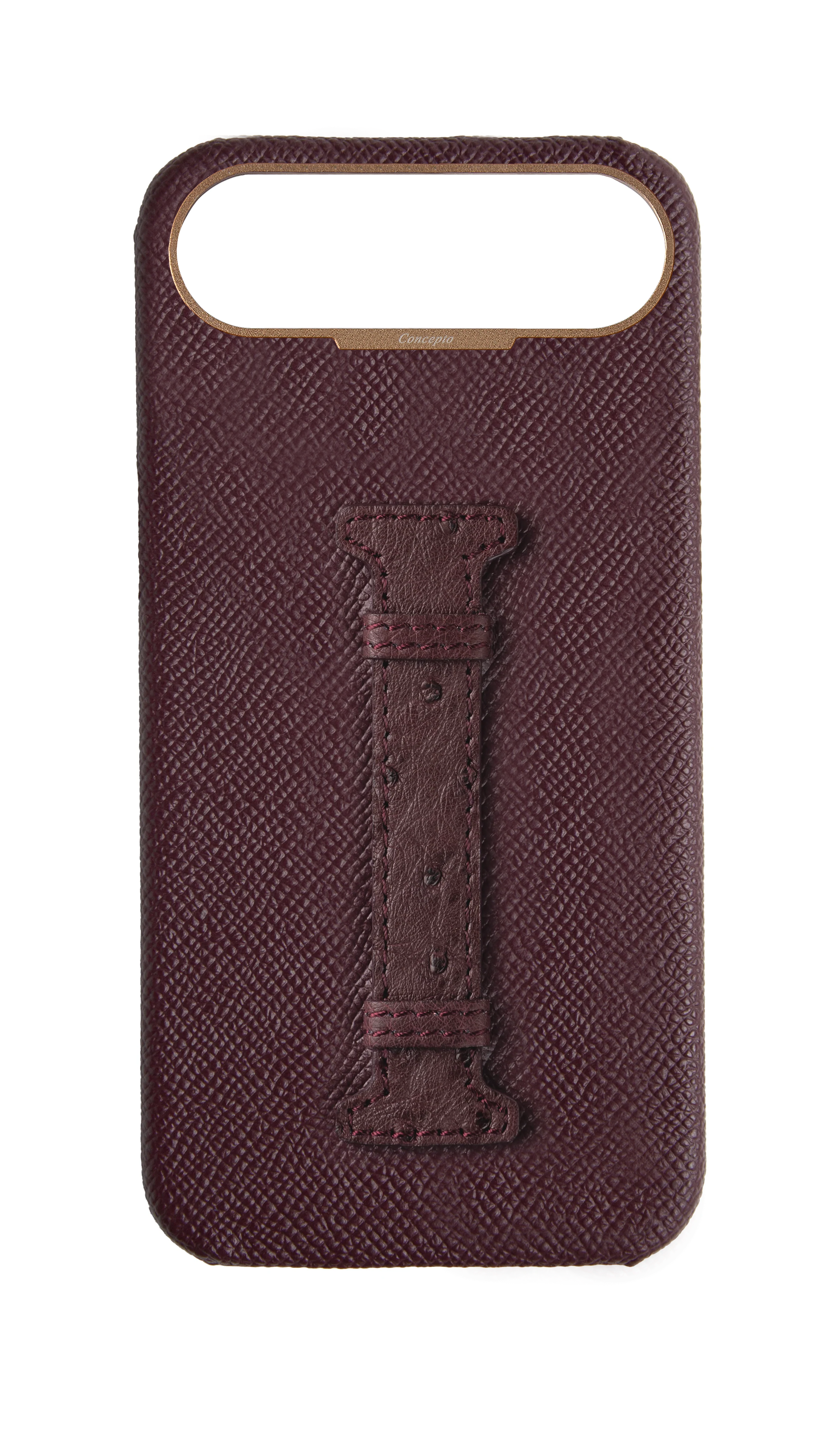 Maroon Exotic Ostrich Middle Strap Case