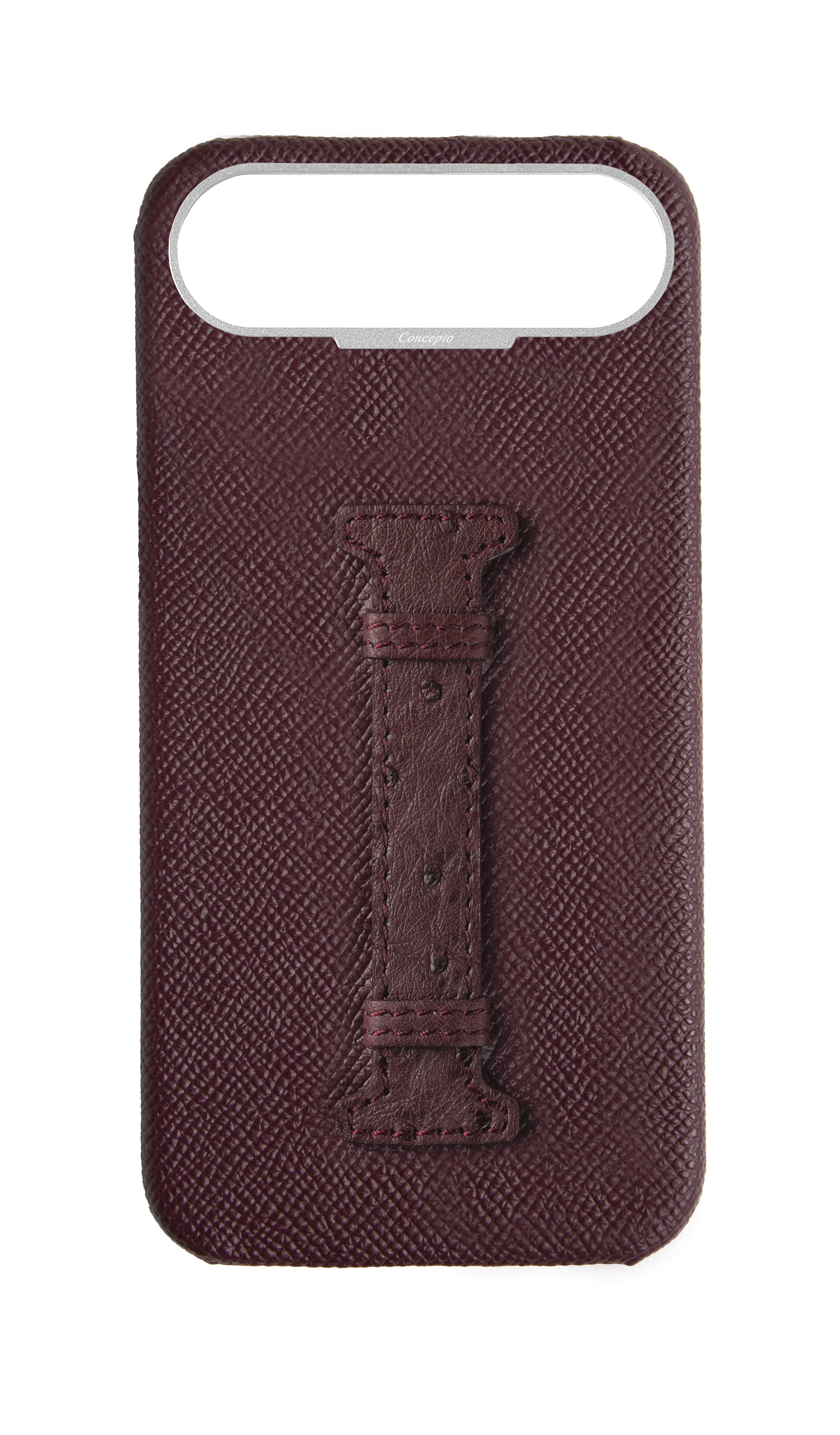 Maroon Exotic Ostrich Middle Strap Case