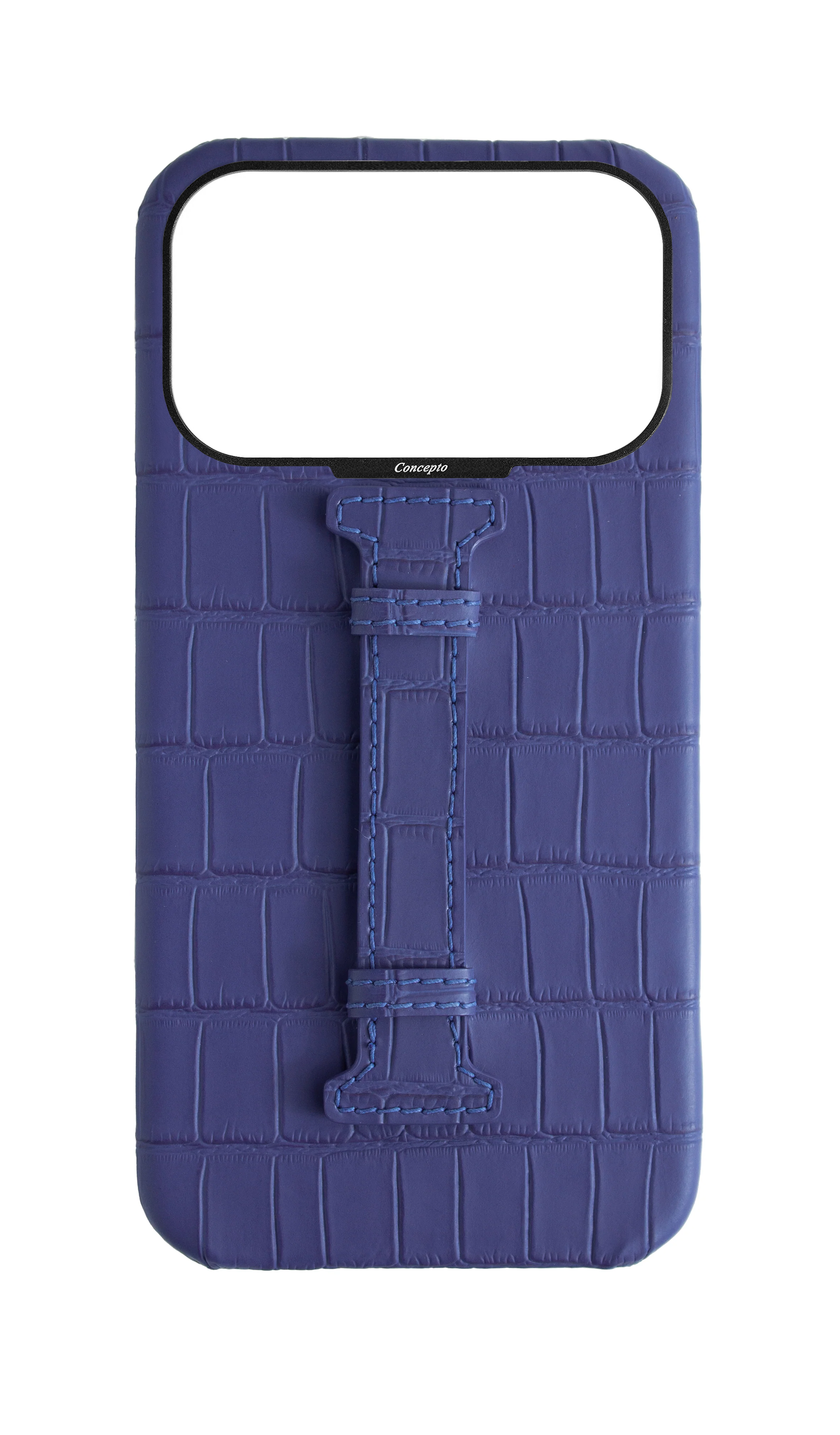 Matte Blue Embossed Crocodile Case