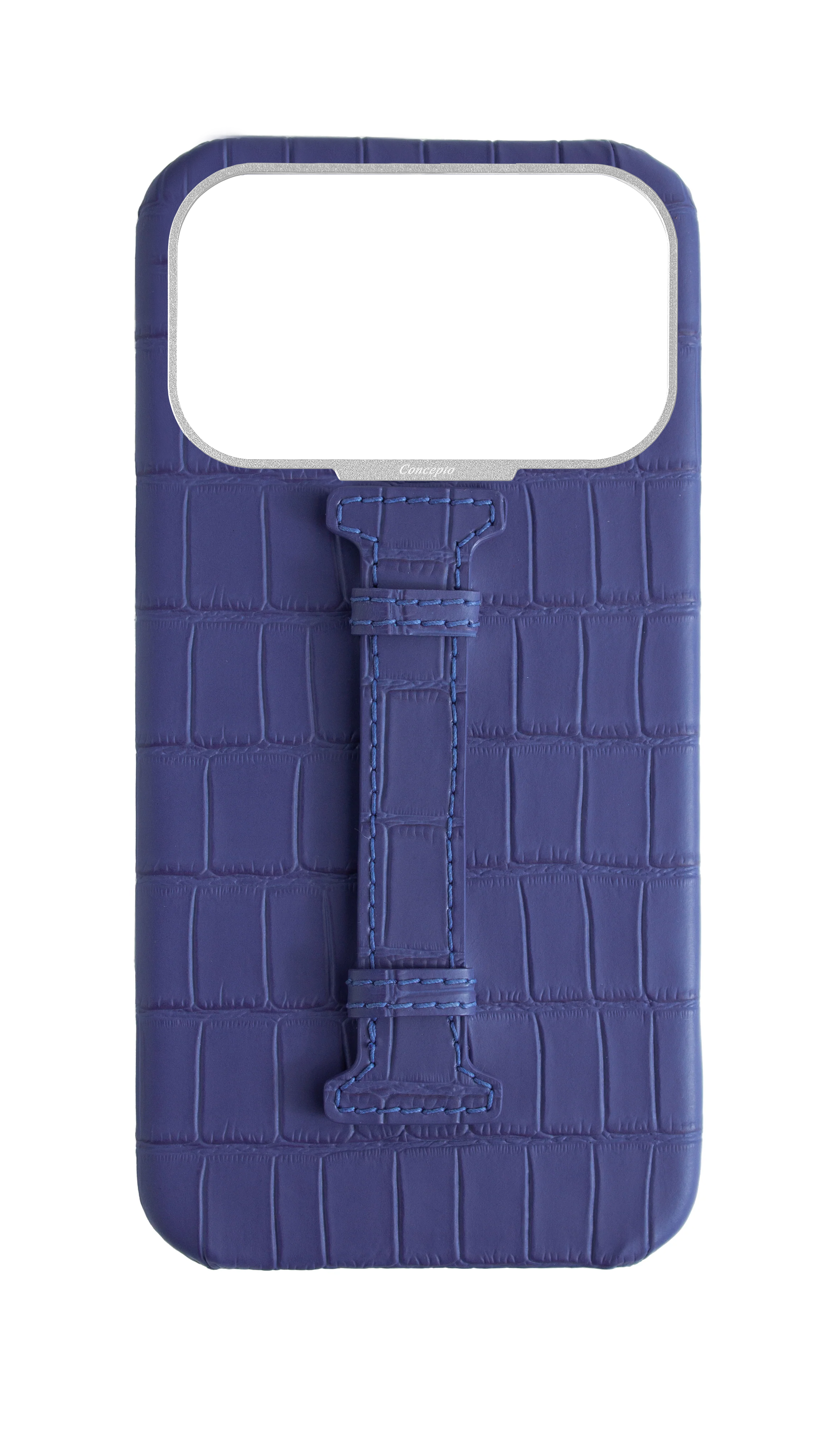 Matte Blue Embossed Crocodile Case