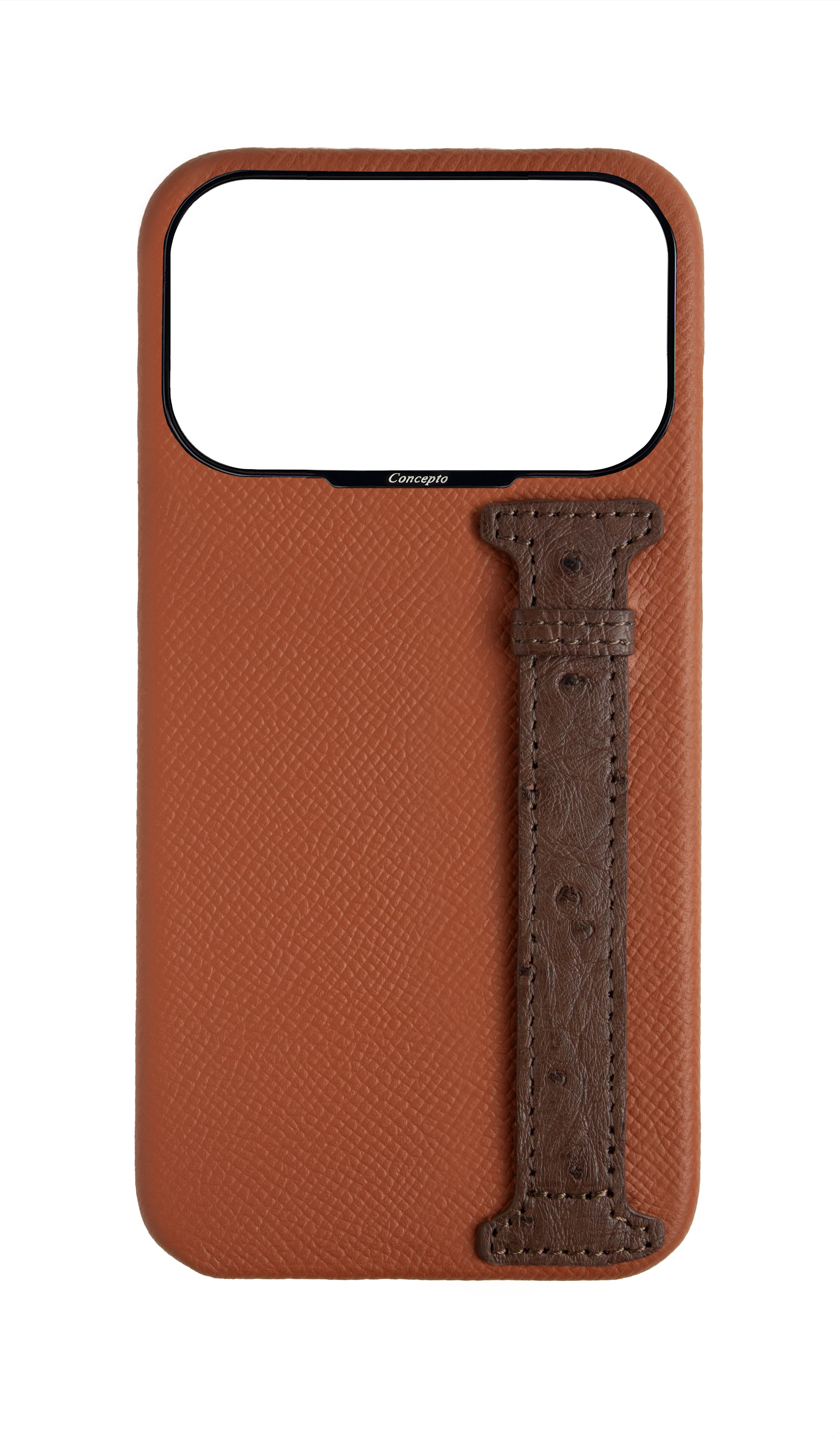 Tan / Brown Exotic Ostrich Side Strap Case