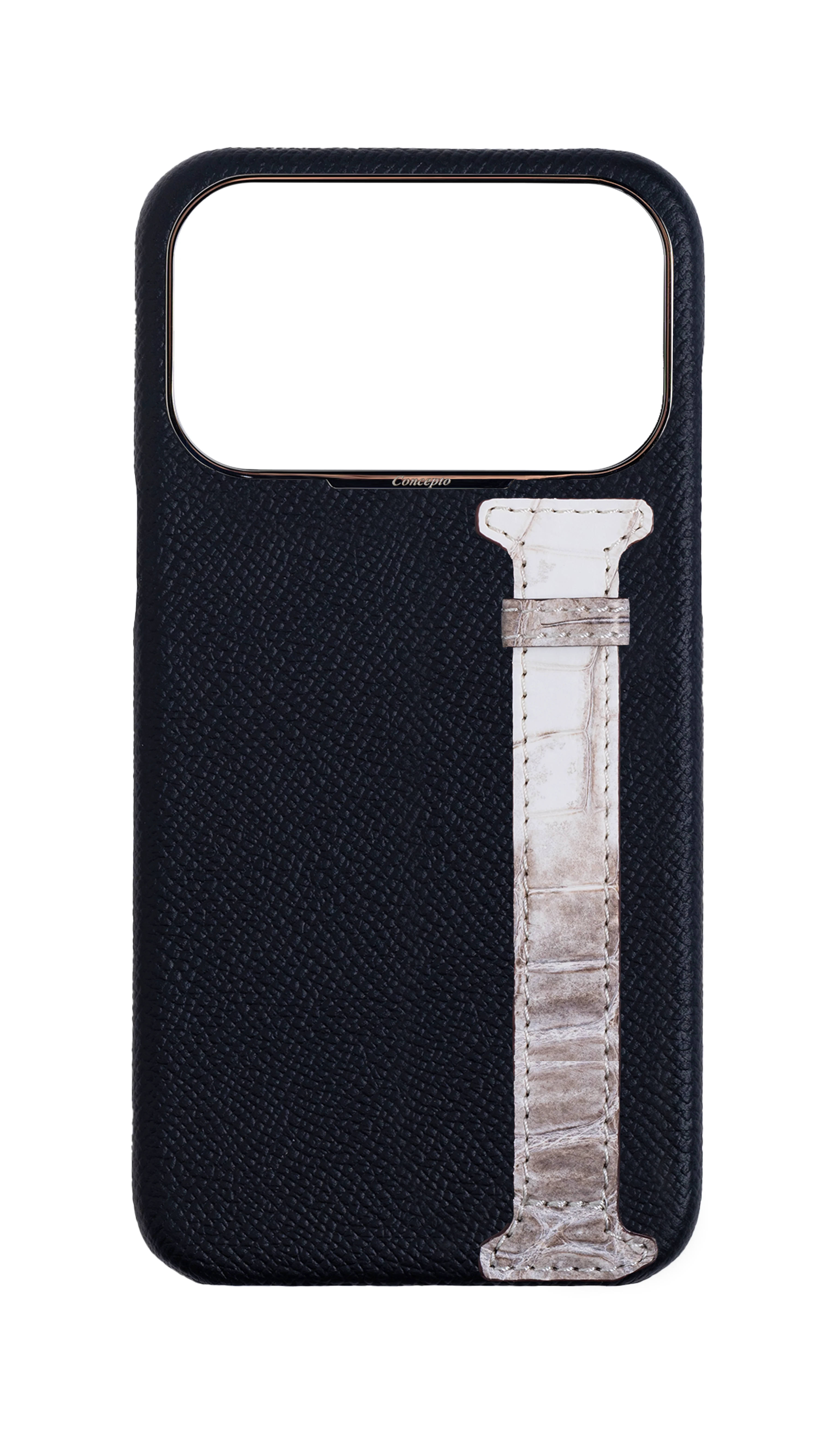 Black Himalayan Exotic Crocodile Side Strap Case