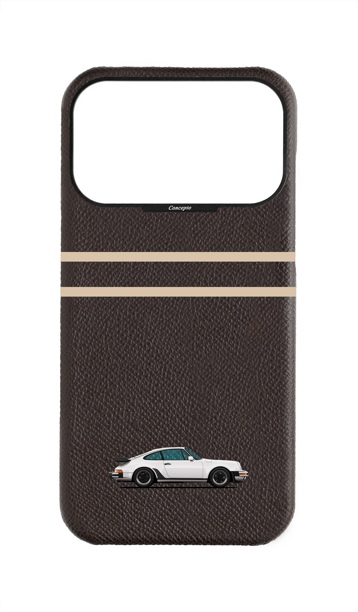 Brown Strapless Epsom Case - Retro Sport Design