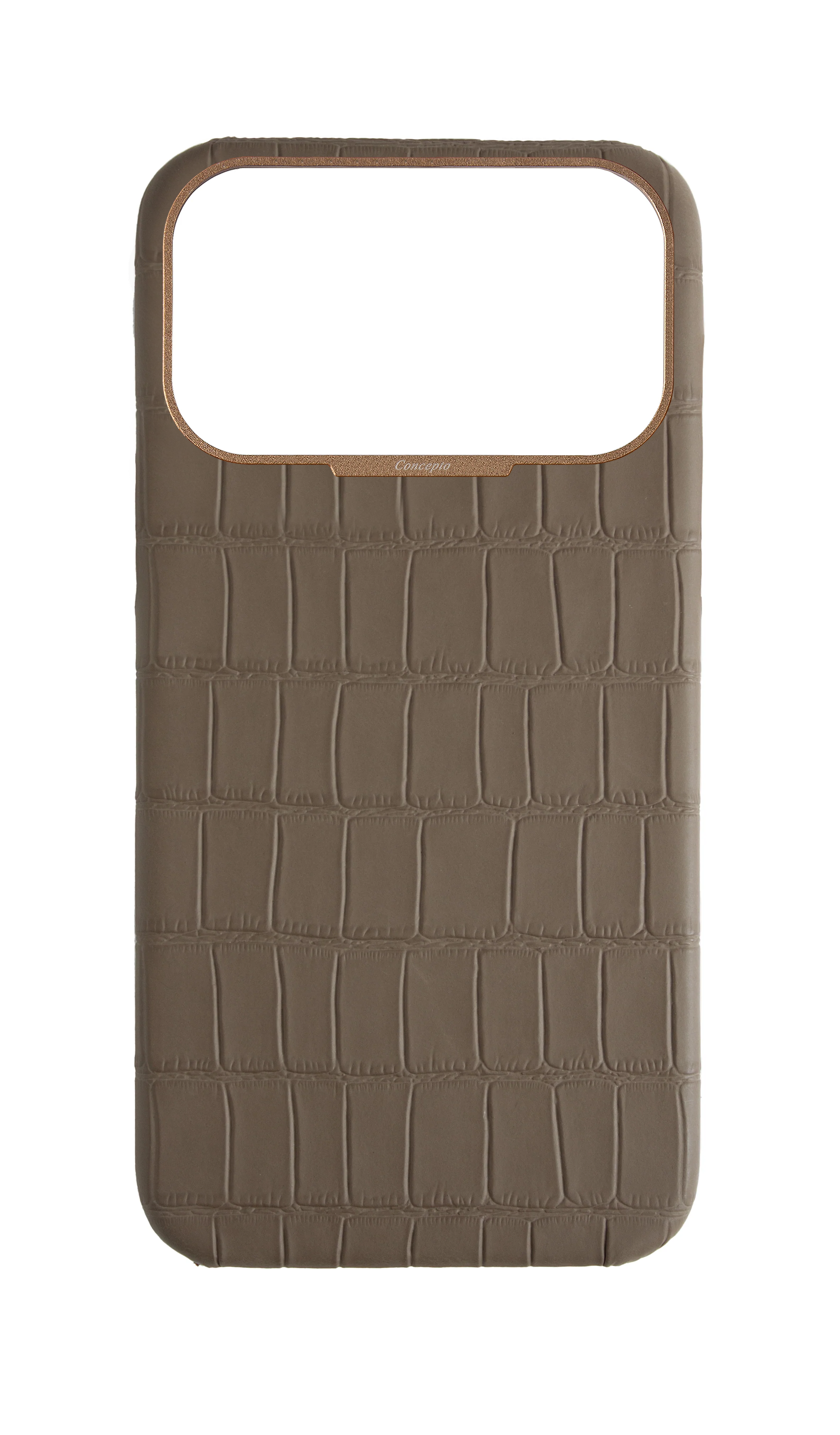 Matte Dark Taupe Strapless Embossed Crocodile Case