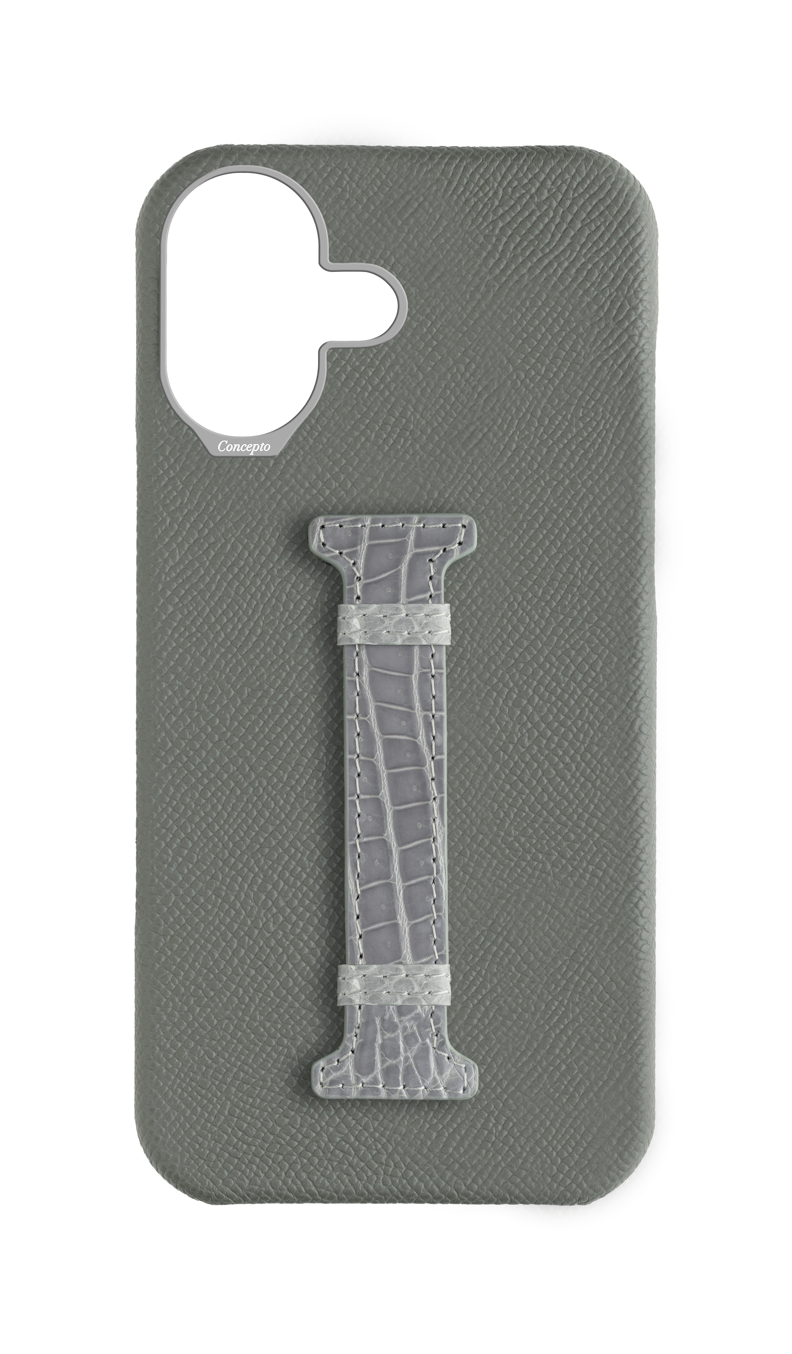 Grey Exotic Crocodile Middle Strap Case