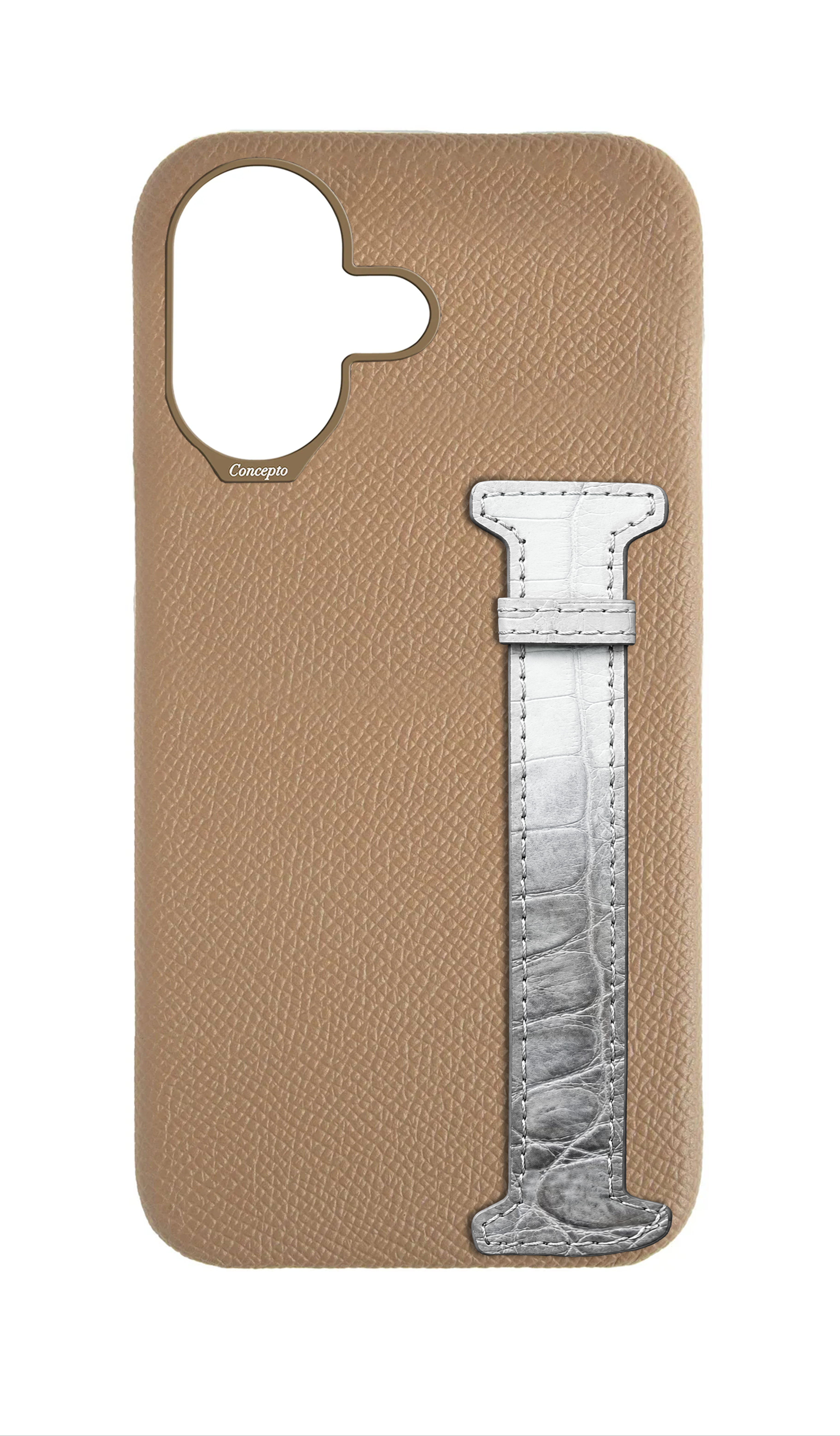 Beige Himalayan Exotic Crocodile Side Strap Case
