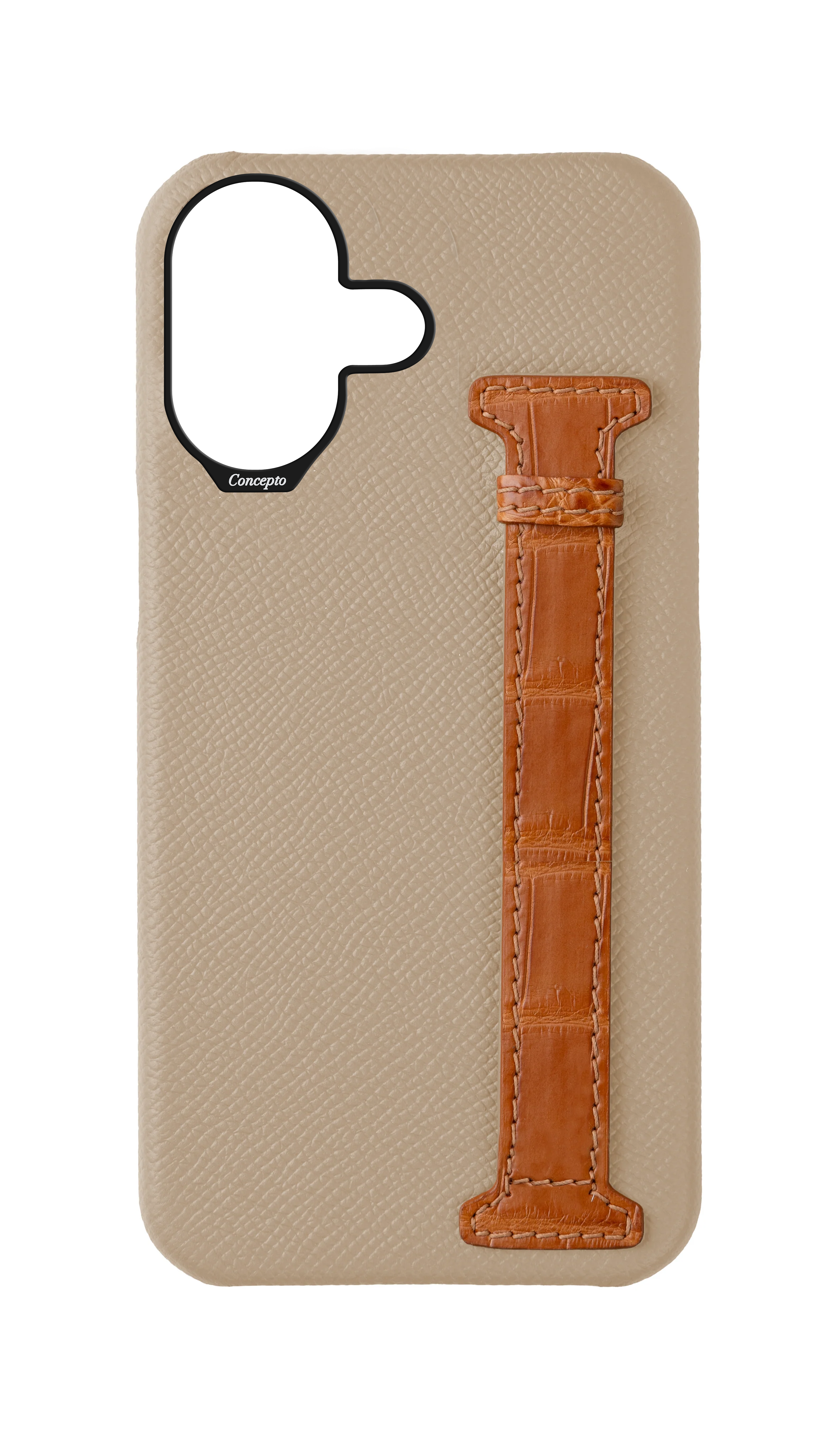 Beige / Tangerine Exotic Crocodile Side Strap Case