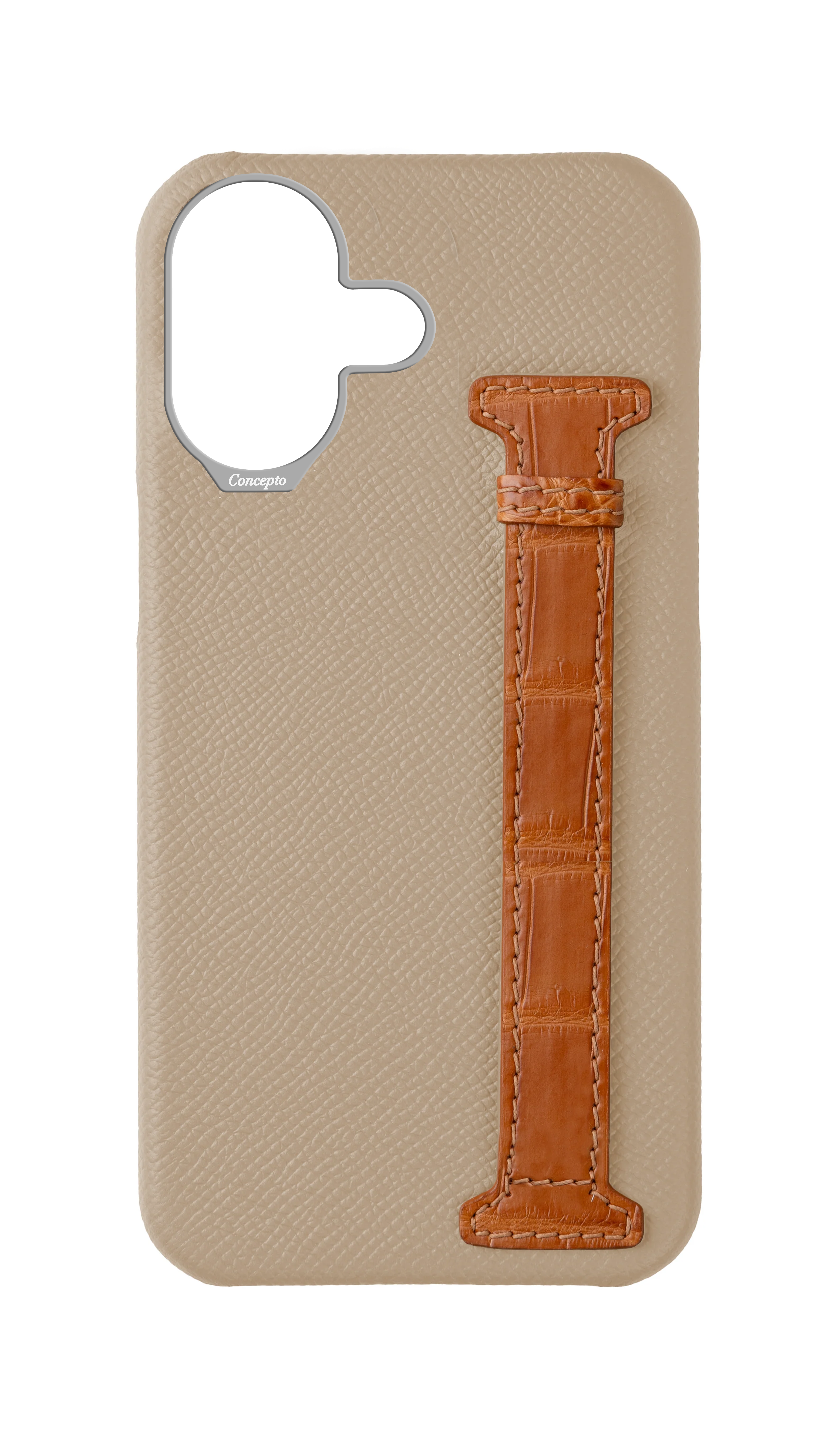 Beige / Tangerine Exotic Crocodile Side Strap Case