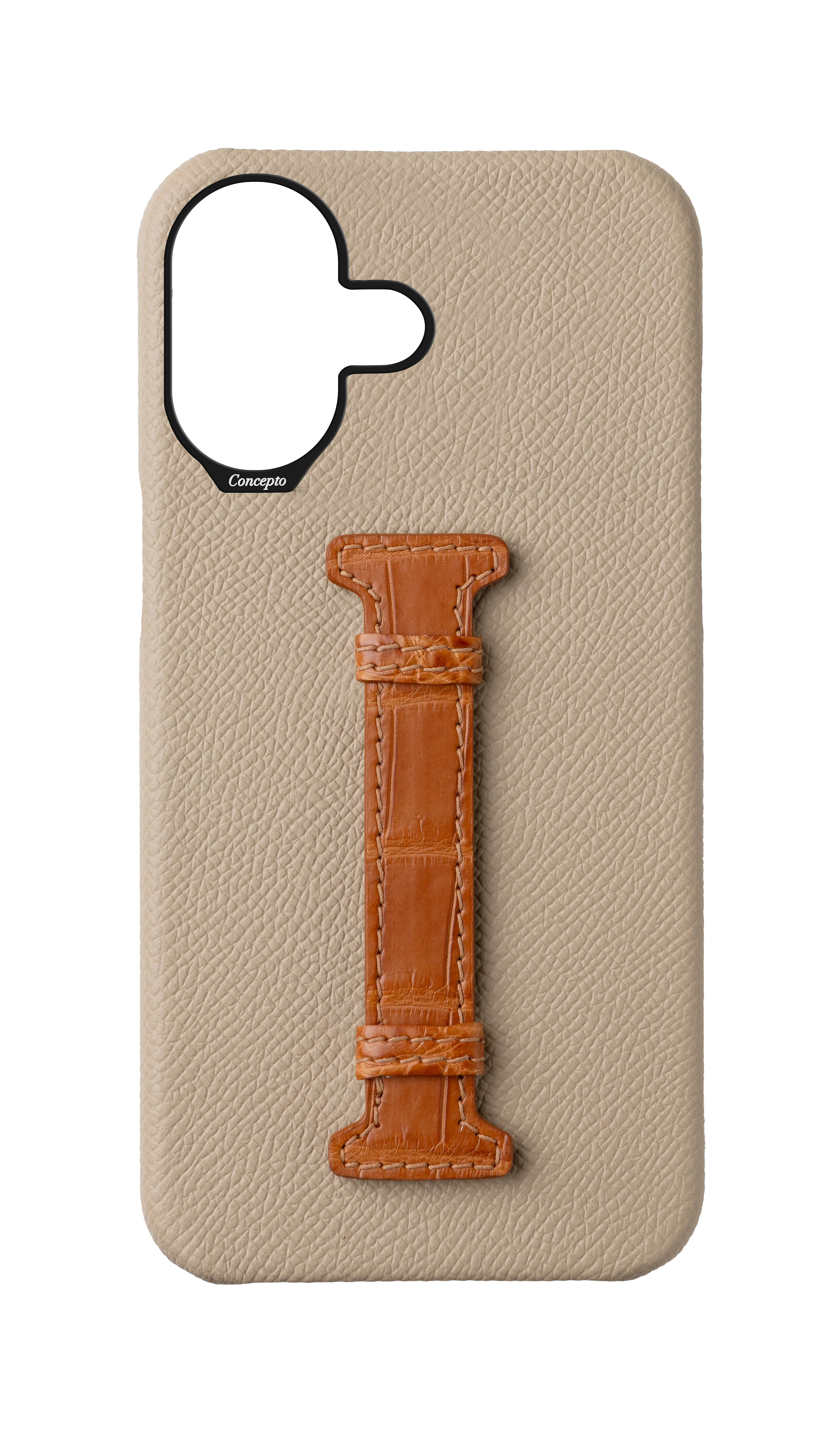 Beige / Tangerine Exotic Crocodile Middle Strap Case