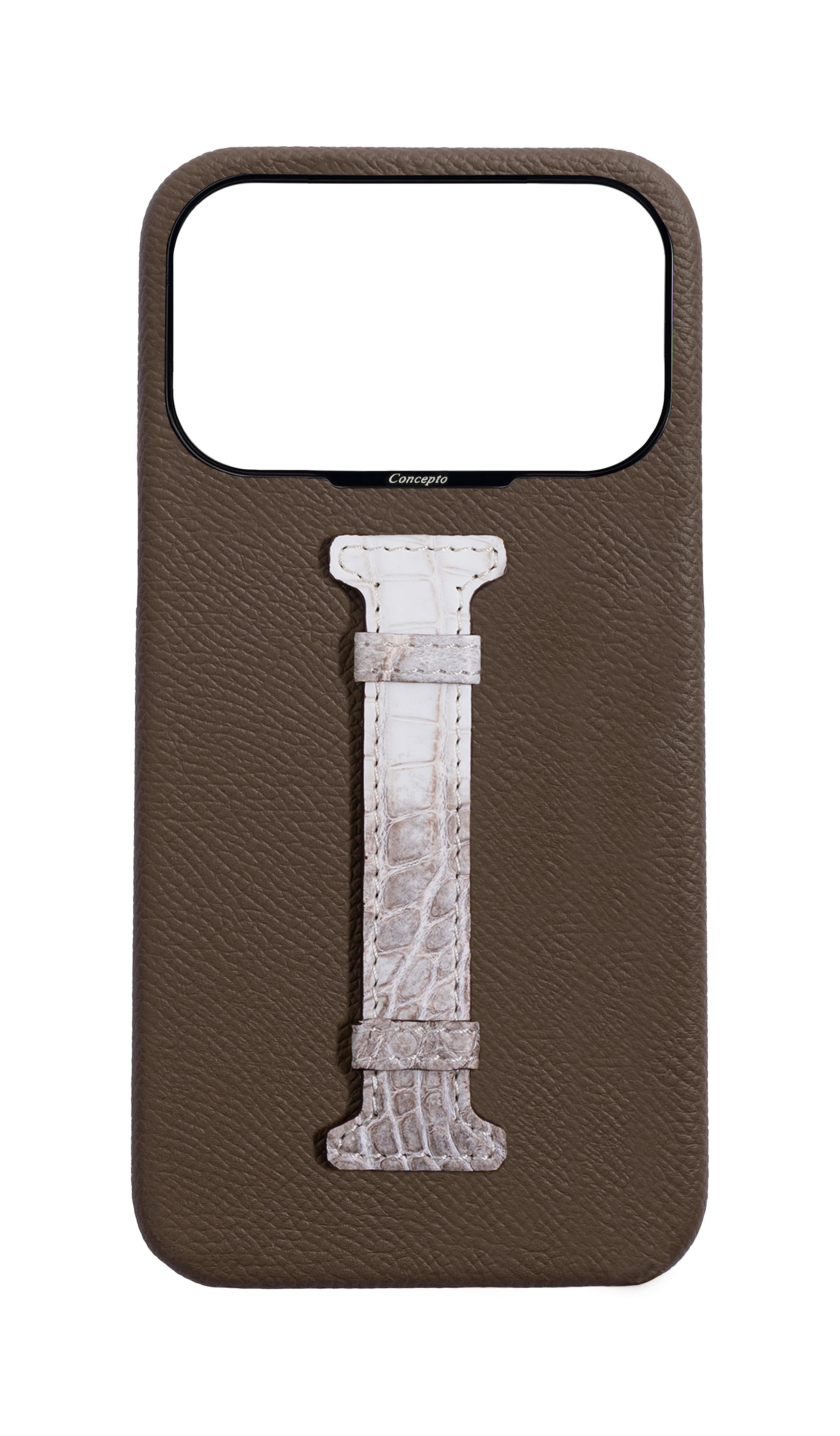 Taupe Himalayan Exotic Crocodile Middle Strap Case