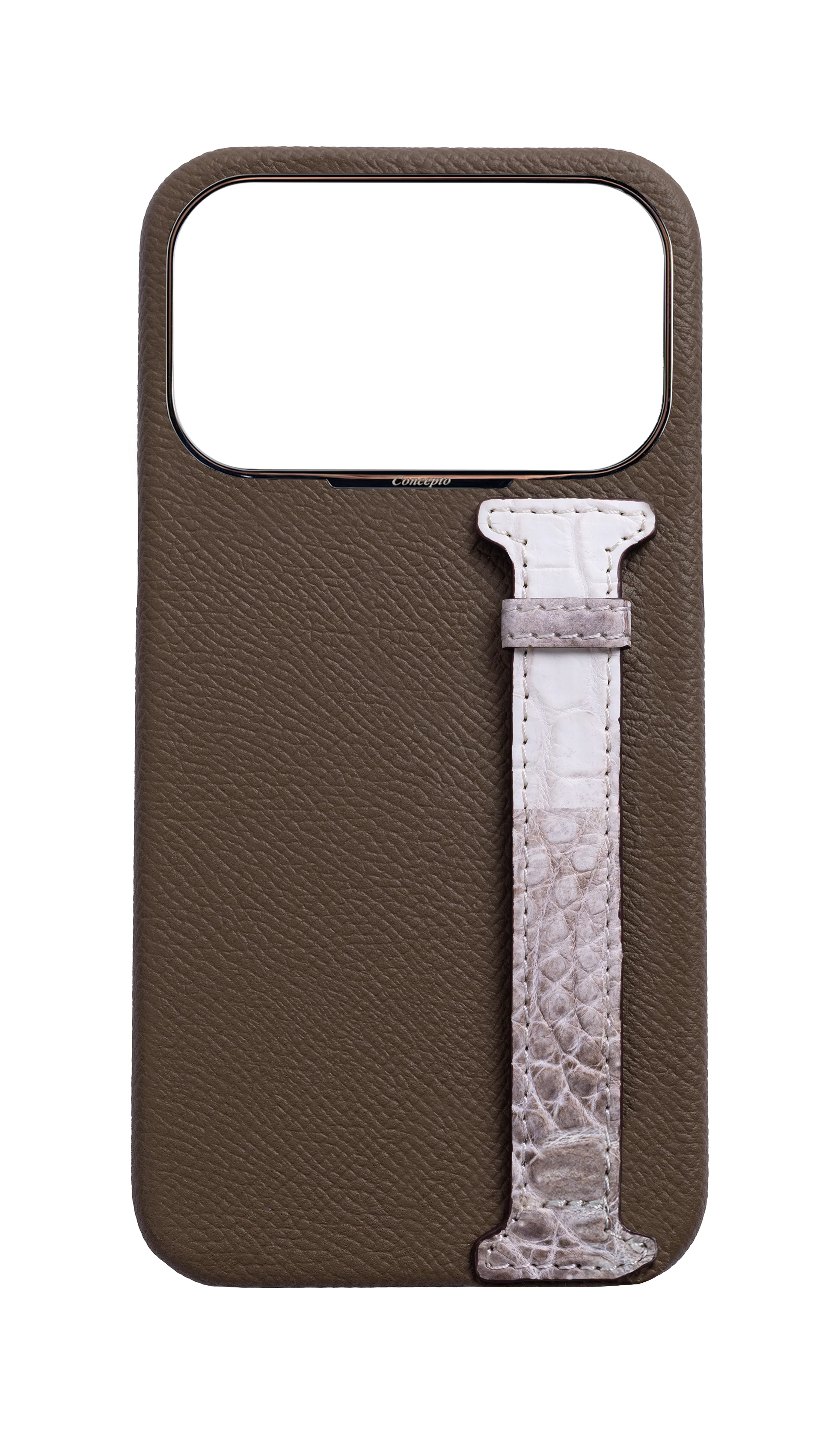 Taupe Himalayan Exotic Crocodile Side Strap Case