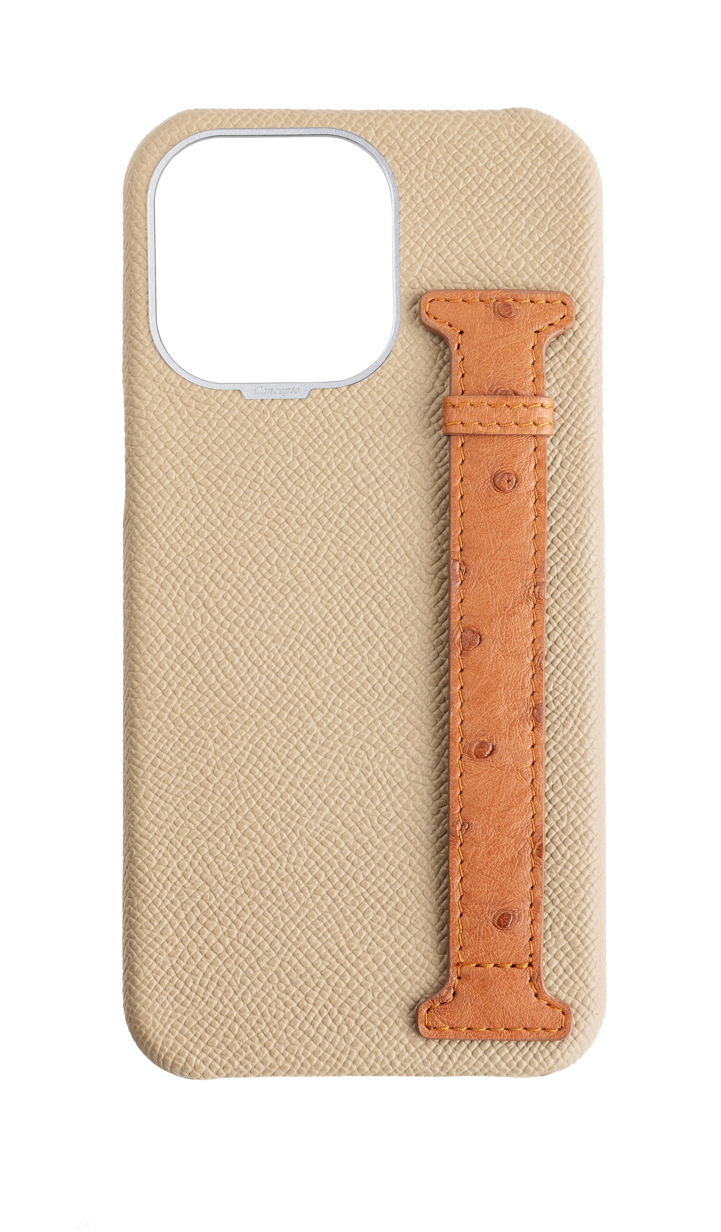 Beige / Tan Exotic Ostrich Side Strap Case