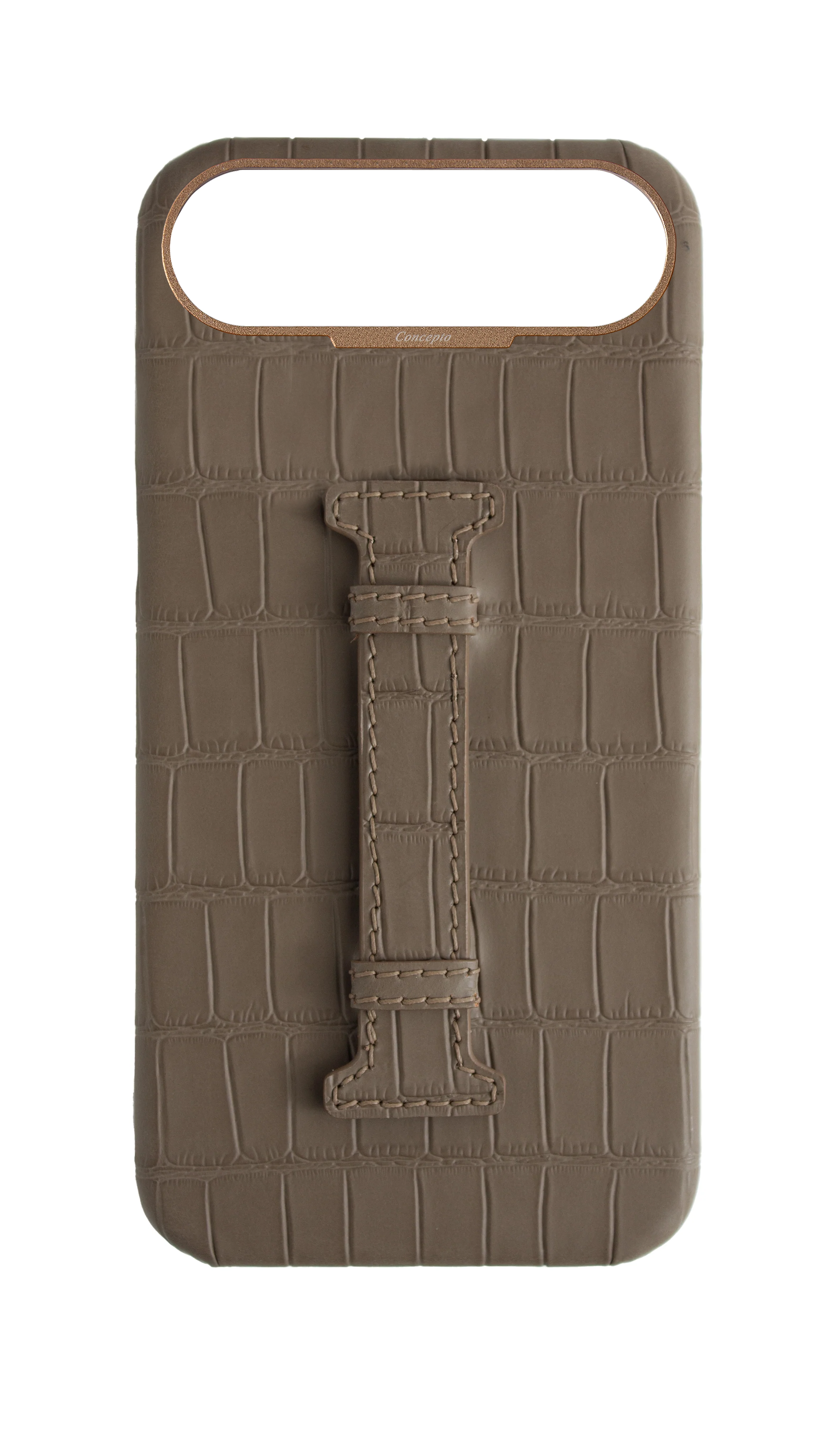 Matte Dark Taupe Embossed Crocodile Case
