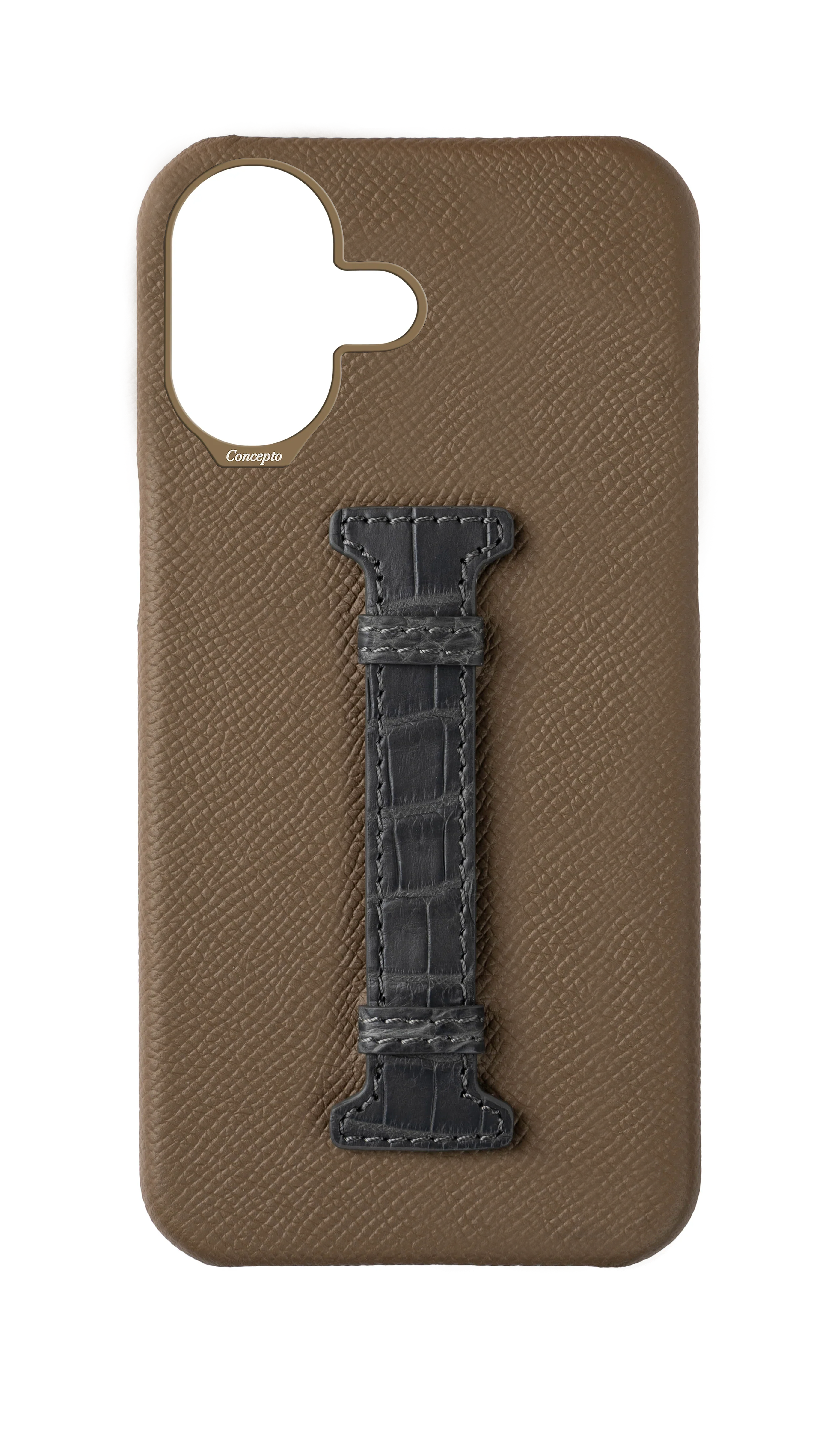 Brown / Ash Grey Exotic Crocodile Middle Strap Case