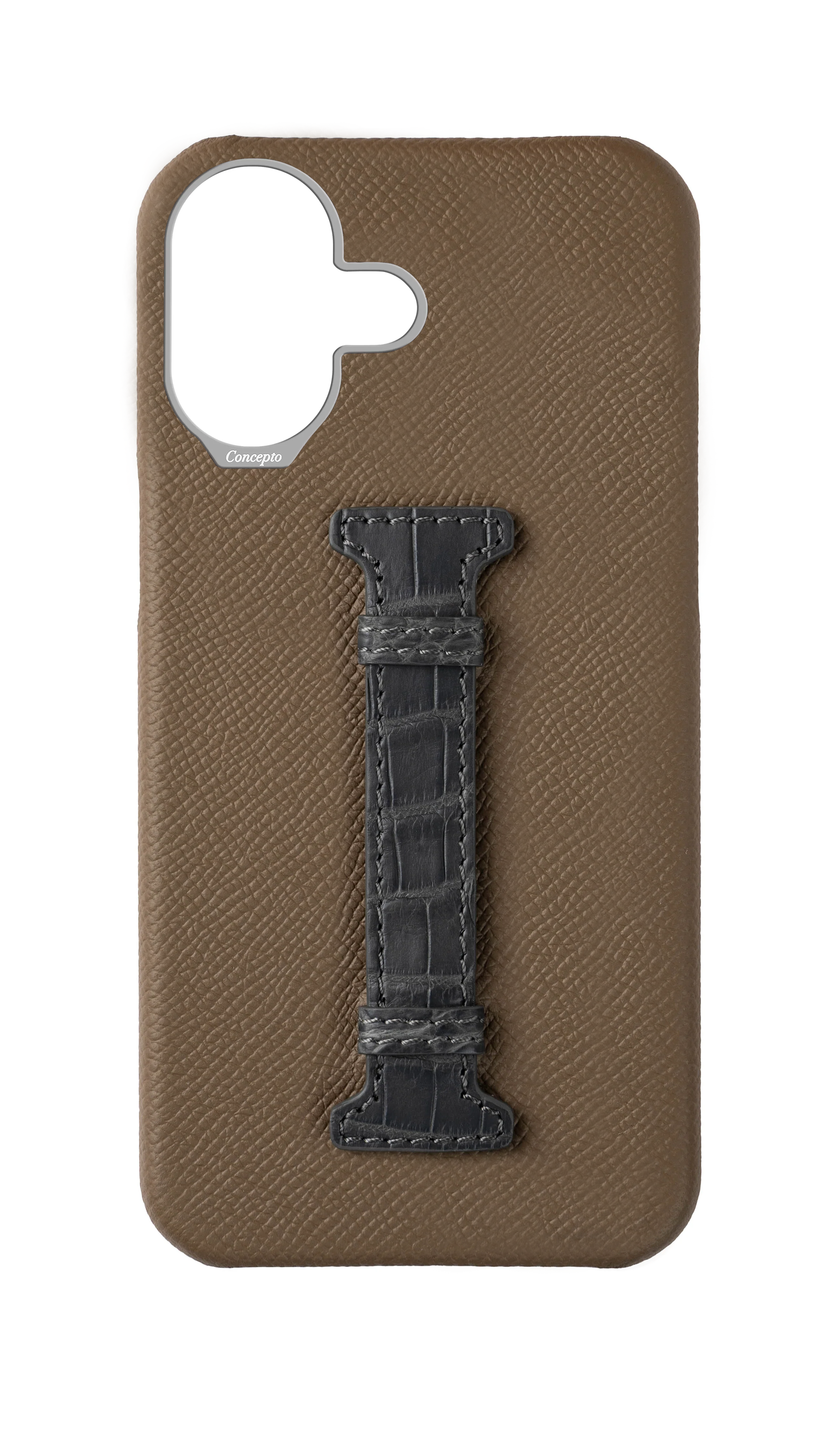 Brown / Ash Grey Exotic Crocodile Middle Strap Case