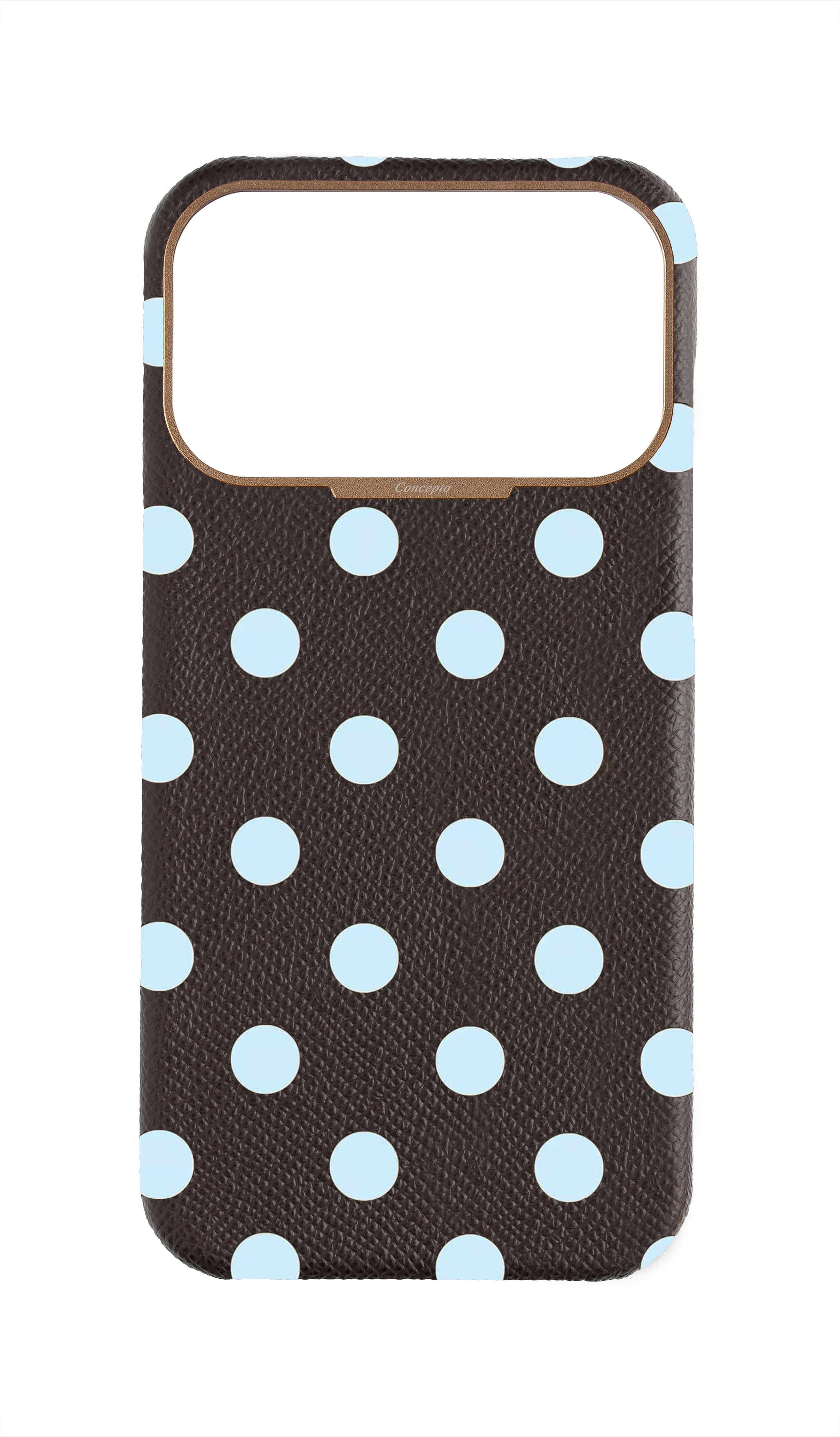 Brown Strapless Epsom Case - Polka Dots