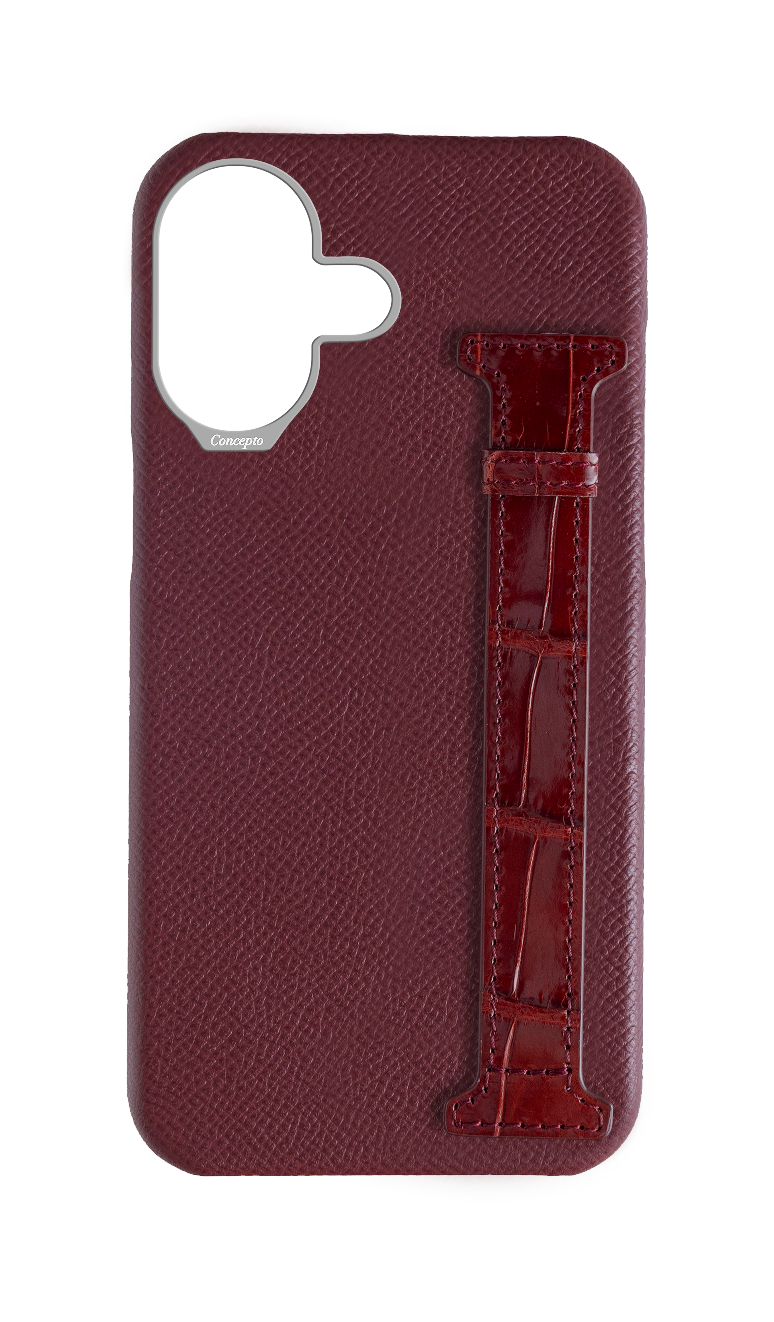 Burgundy Exotic Crocodile Side Strap Case