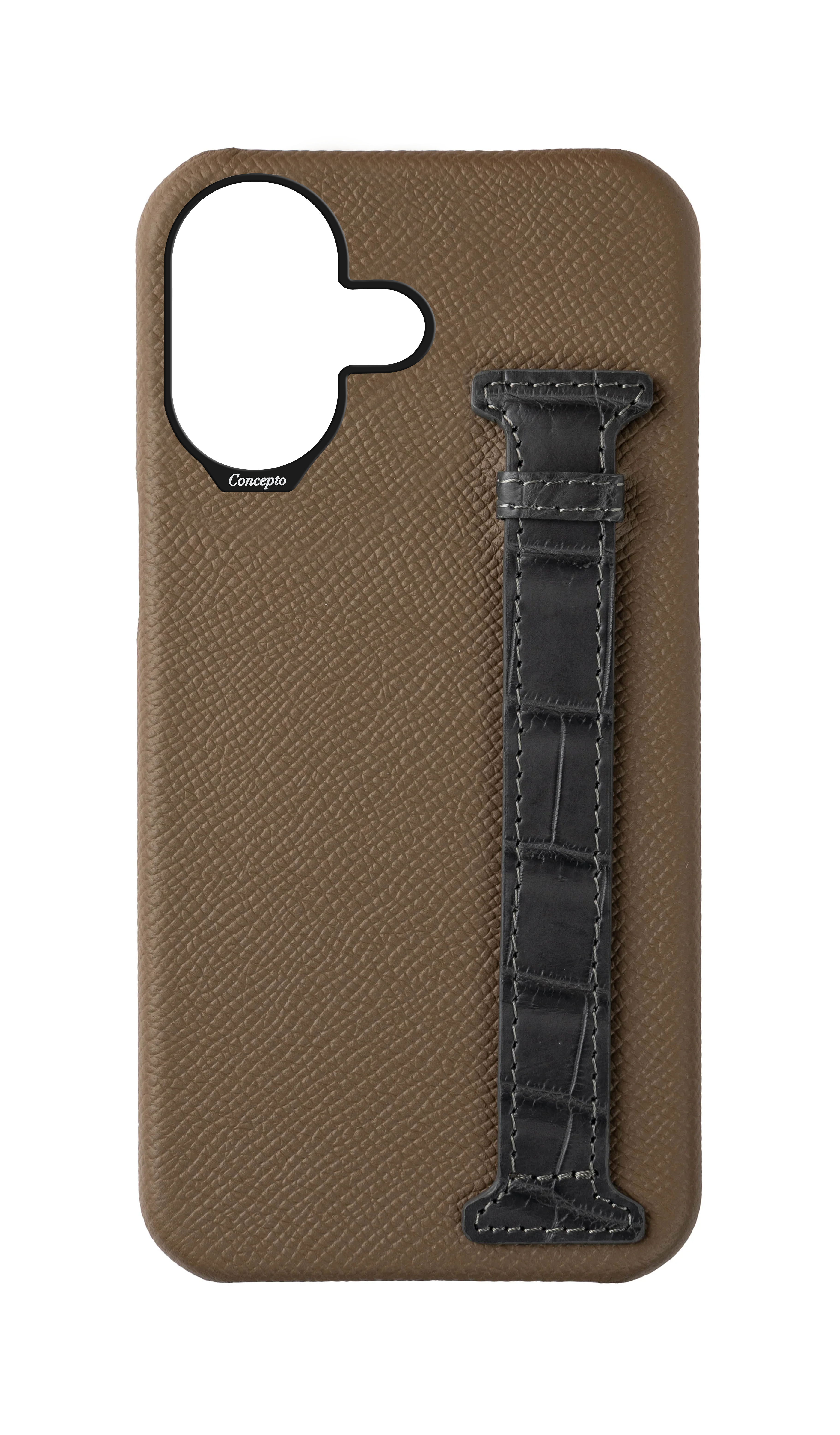 Brown / Ash Grey Exotic Crocodile Side Strap Case