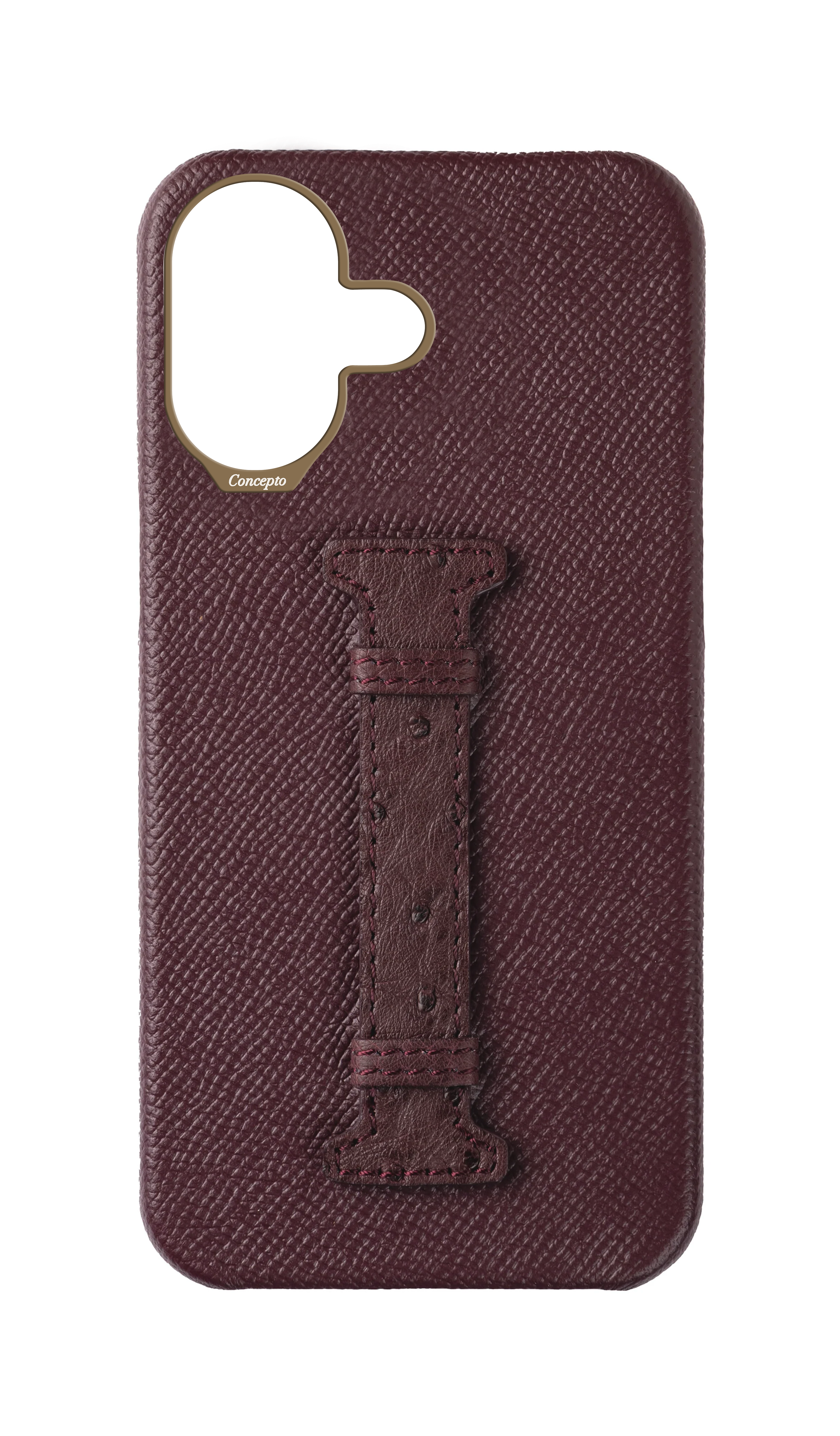Maroon Exotic Ostrich Middle Strap Case