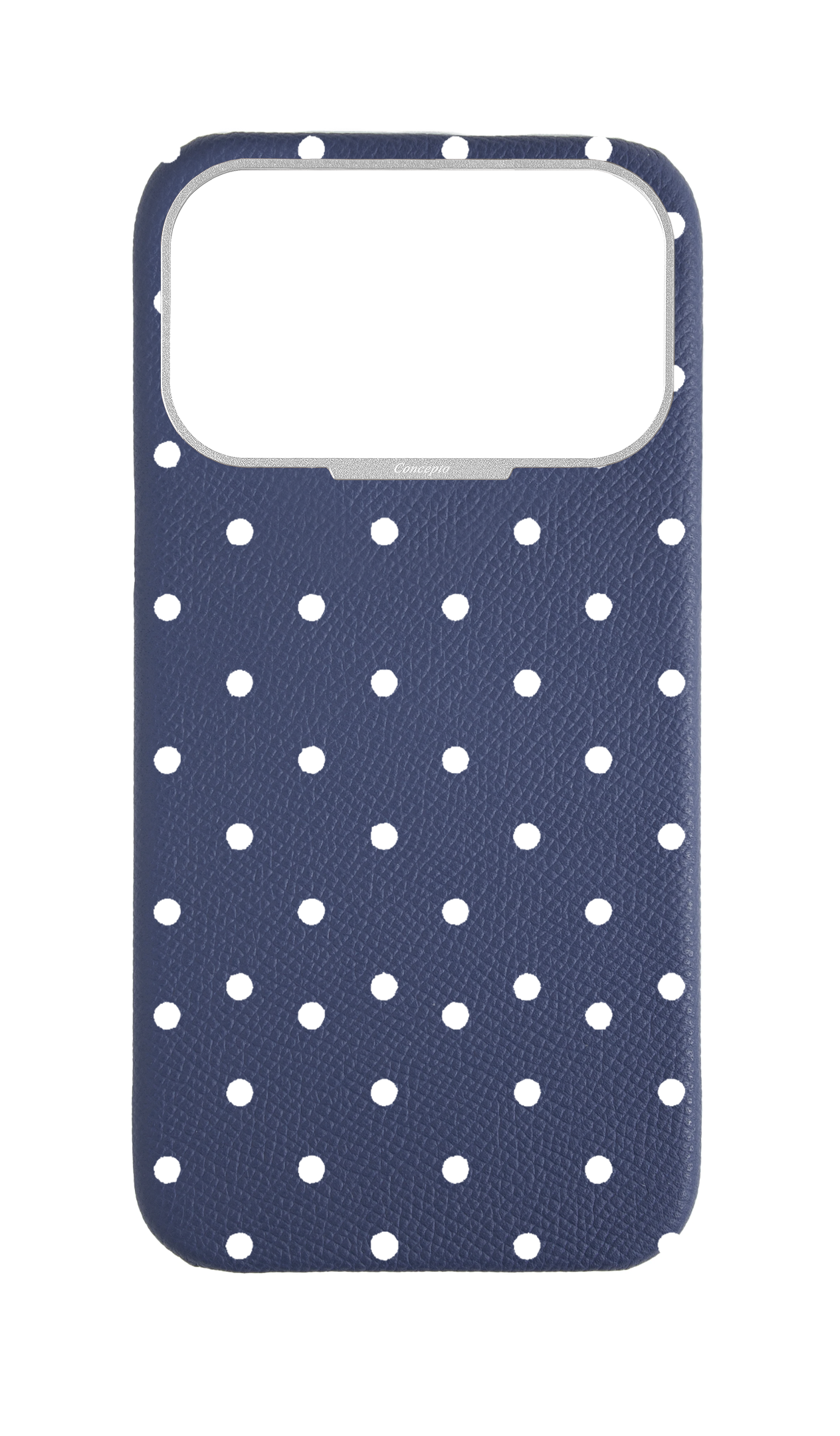 Navy Strapless Epsom Case - Polka Dots