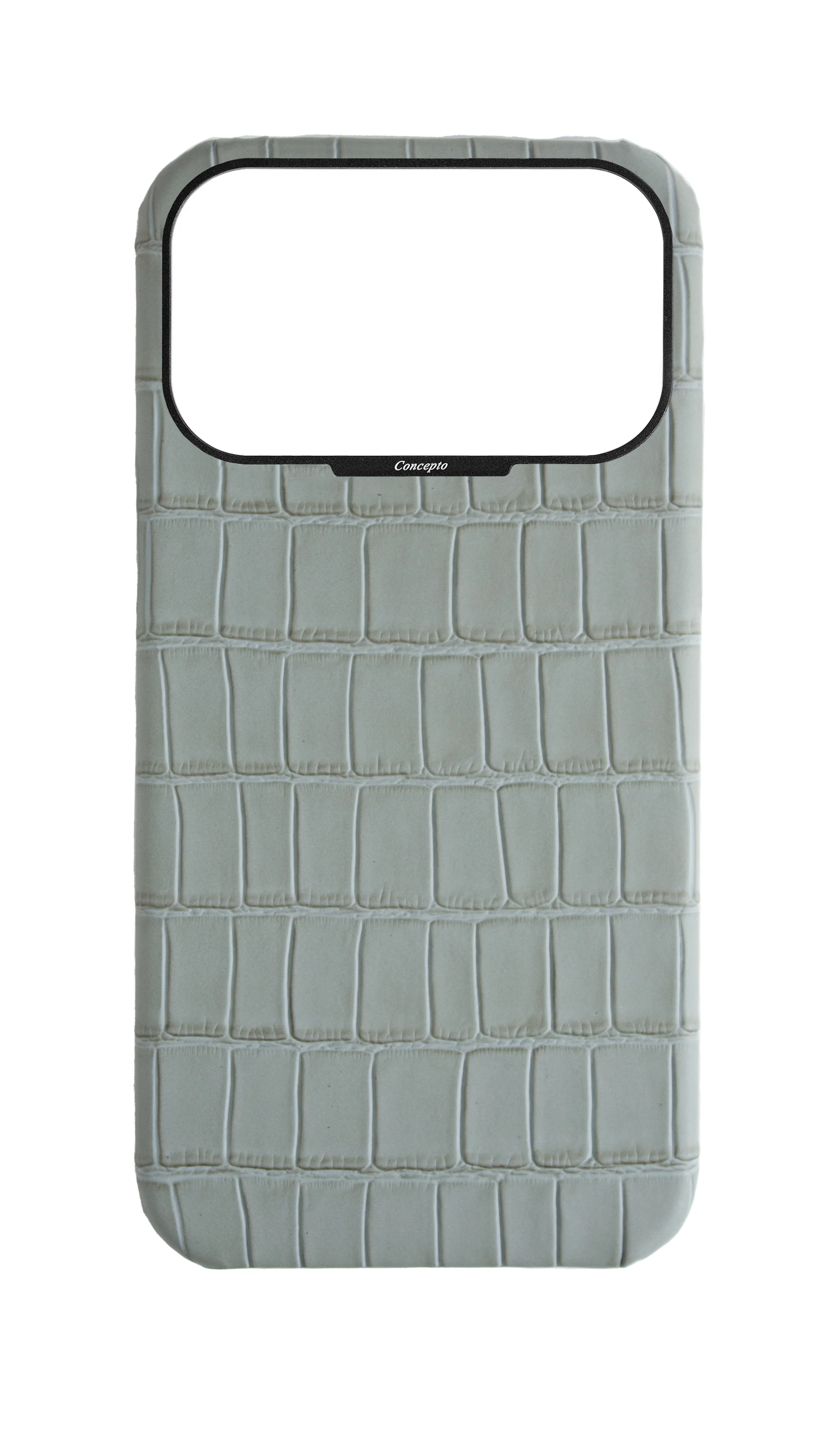 Matte Grey Strapless Embossed Crocodile Case