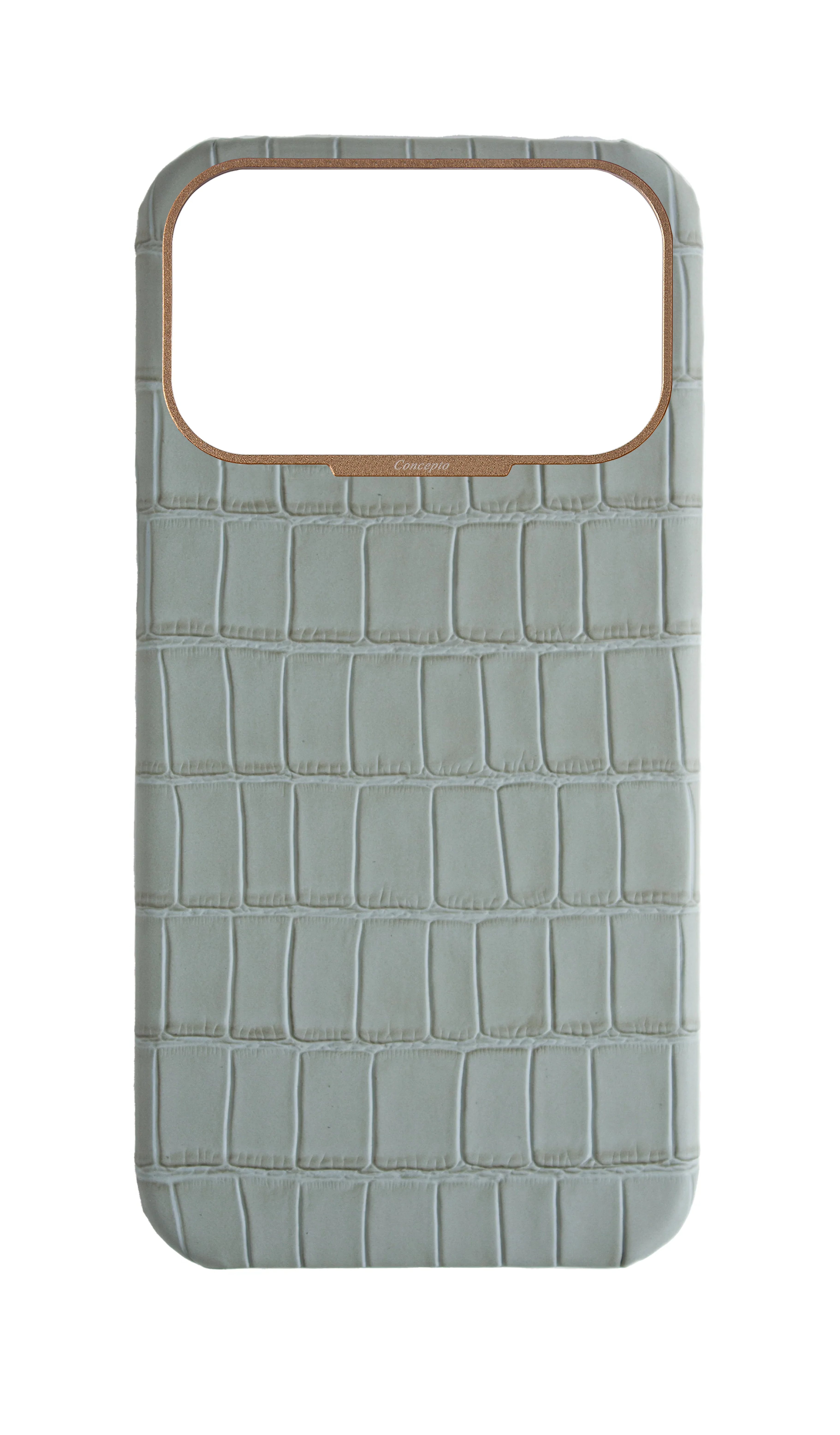 Matte Grey Strapless Embossed Crocodile Case