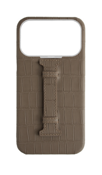 Matte Dark Taupe Embossed Crocodile Case