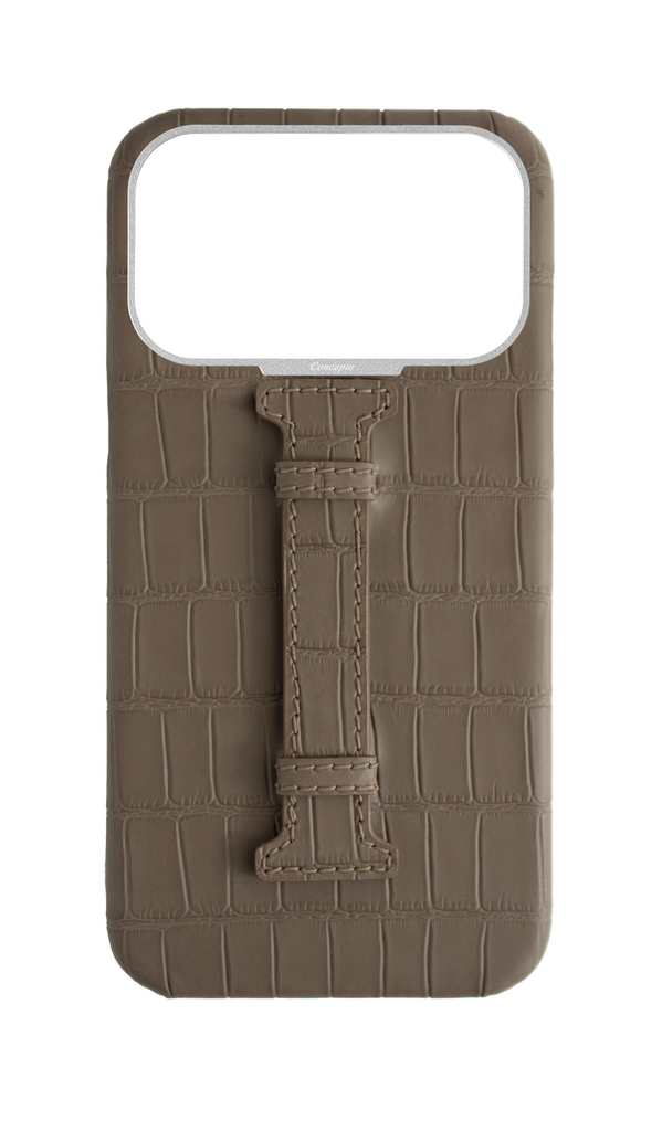 Matte Dark Taupe Embossed Crocodile Case