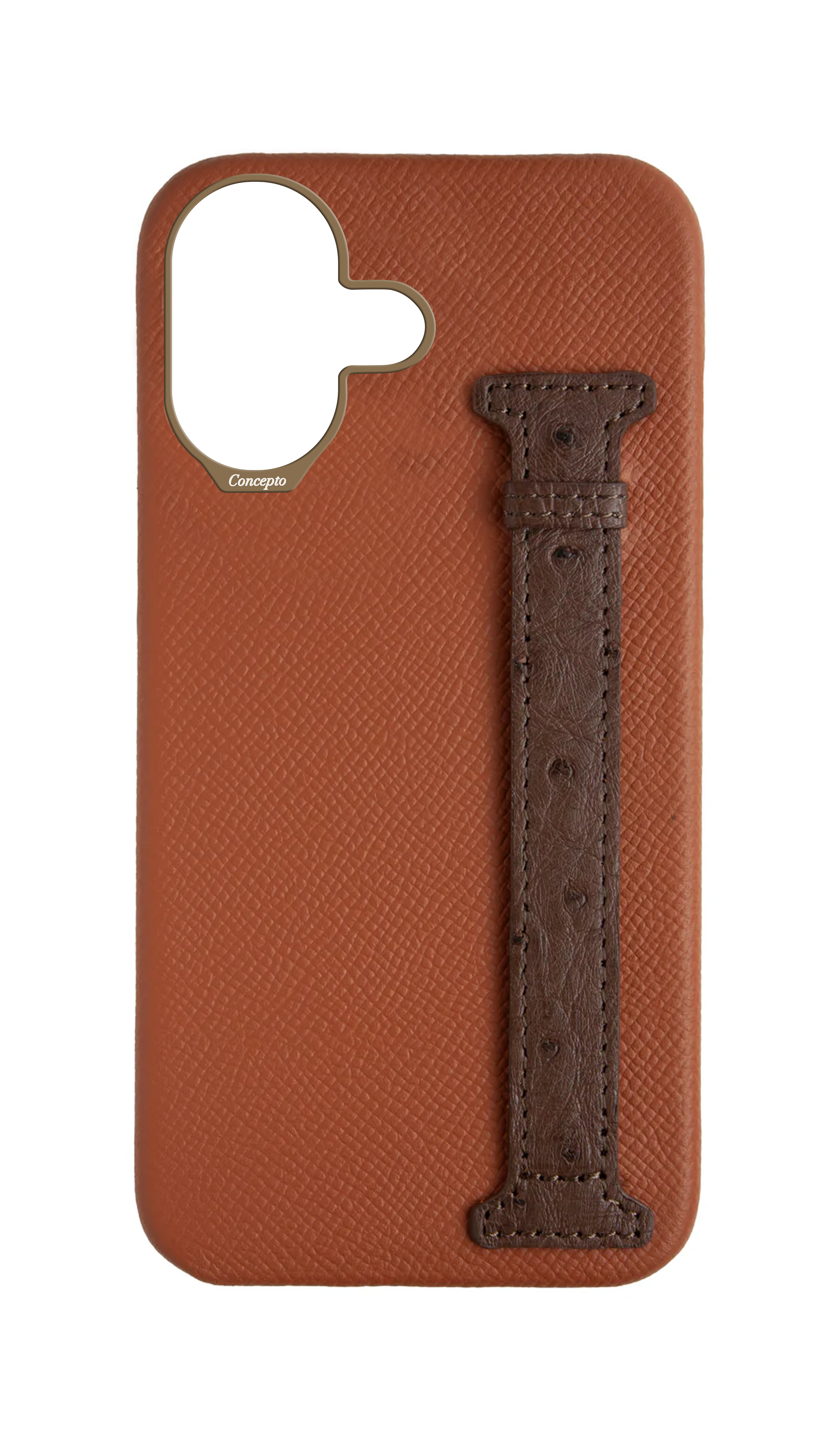 Tan / Brown Exotic Ostrich Side Strap Case