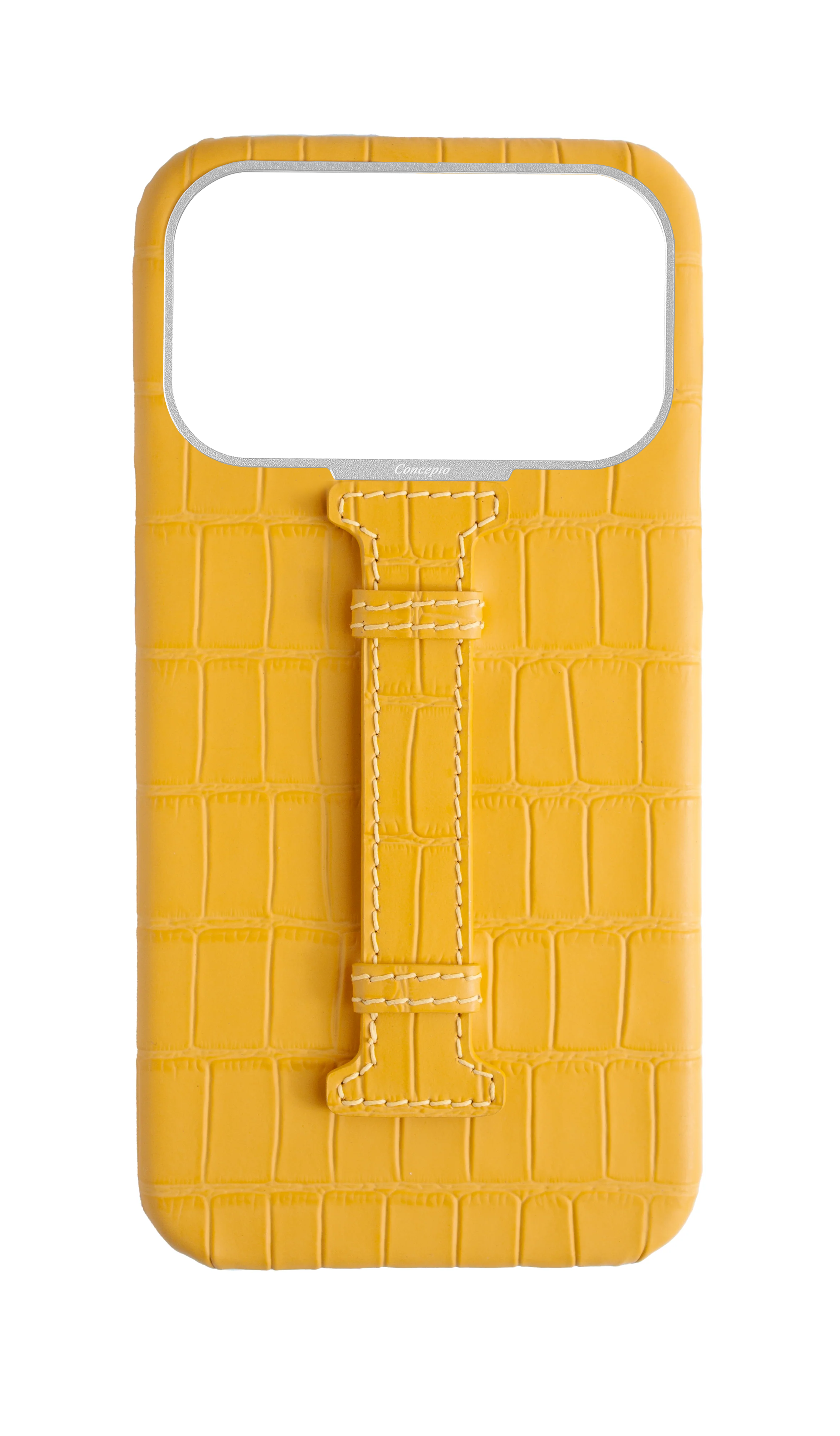 Matte Yellow Embossed Crocodile Case