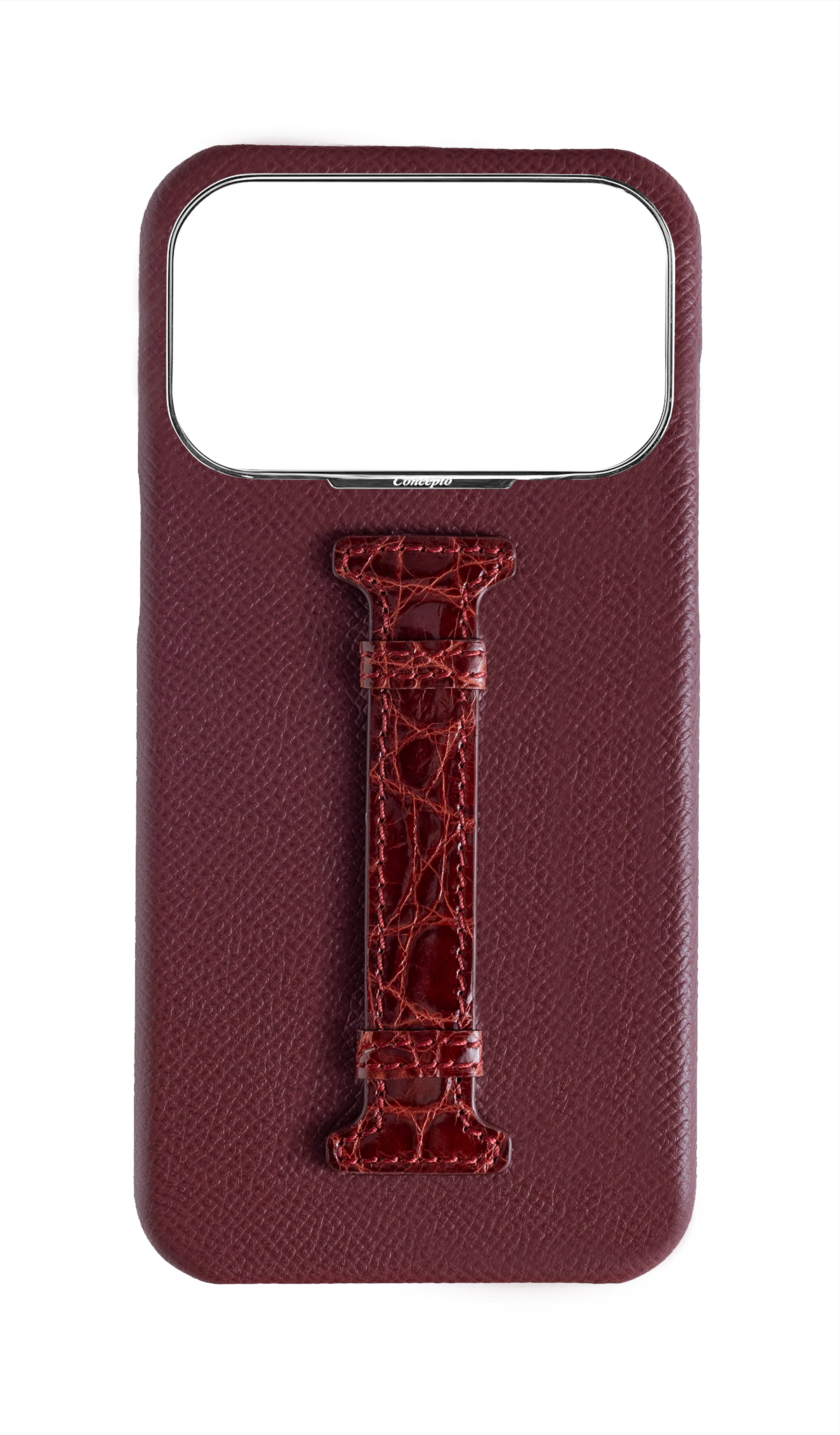 Burgundy Exotic Crocodile Middle Strap Case