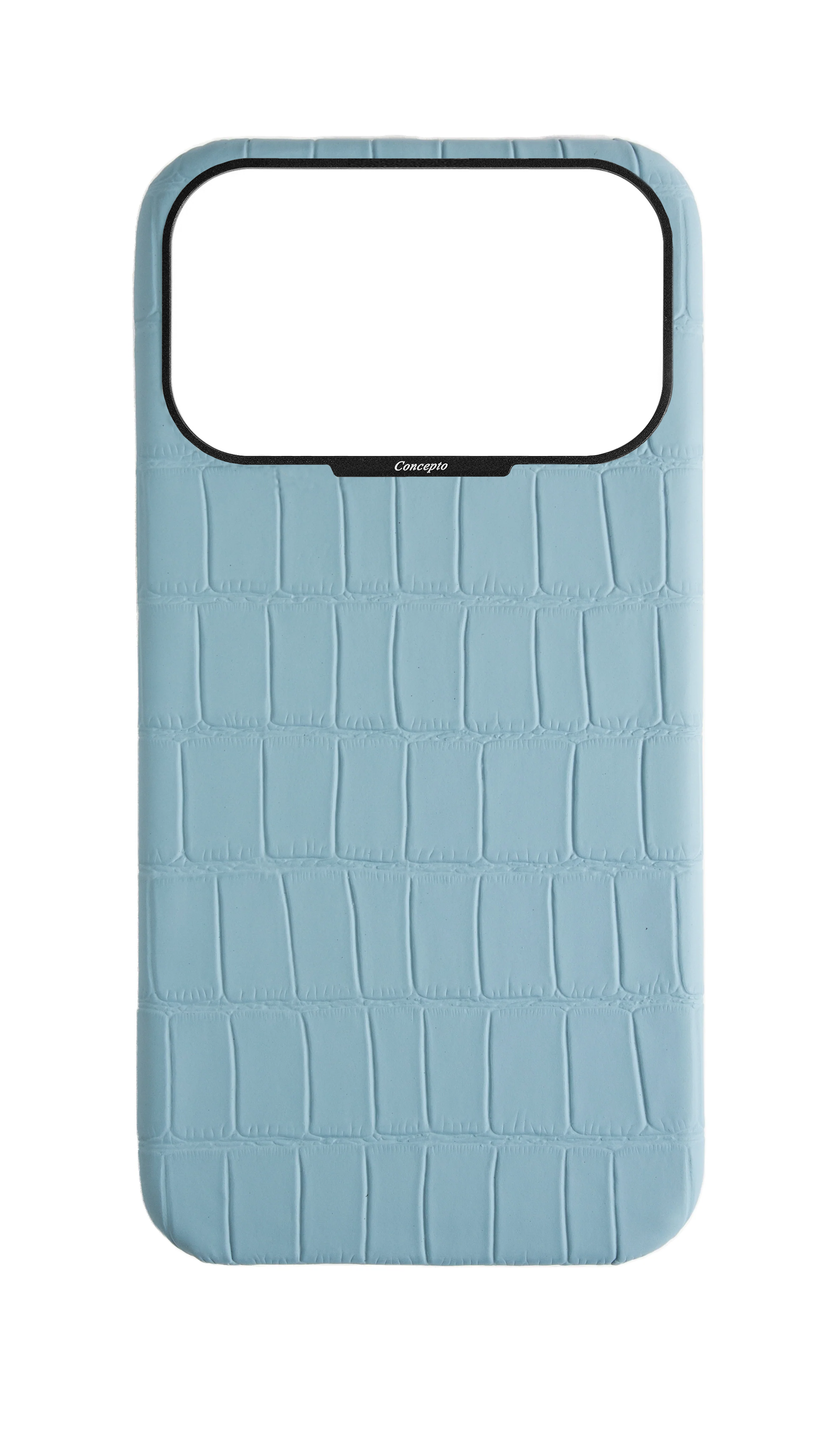 Matte Light Blue Strapless Embossed Crocodile Case