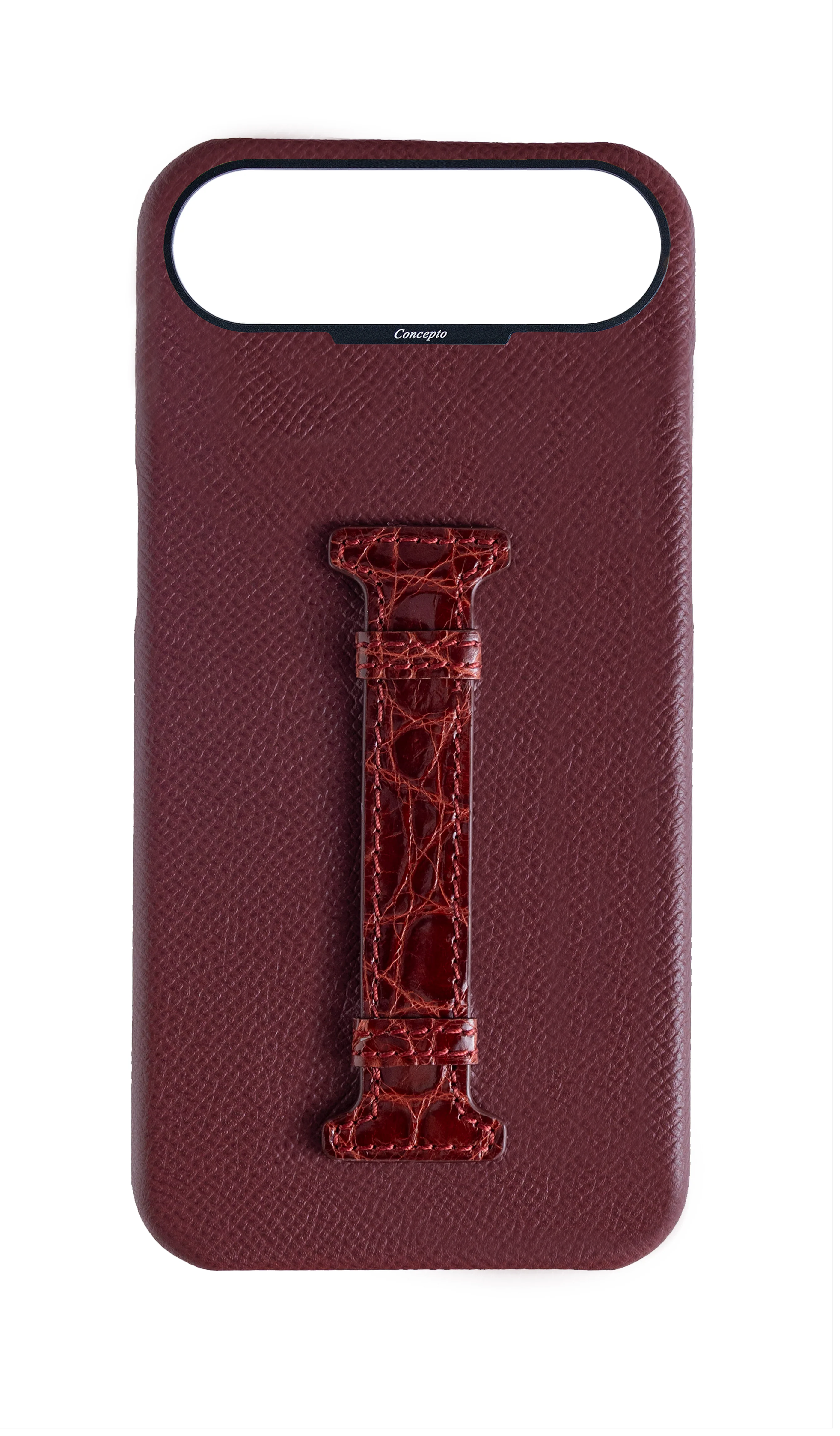 Burgundy Exotic Crocodile Middle Strap Case
