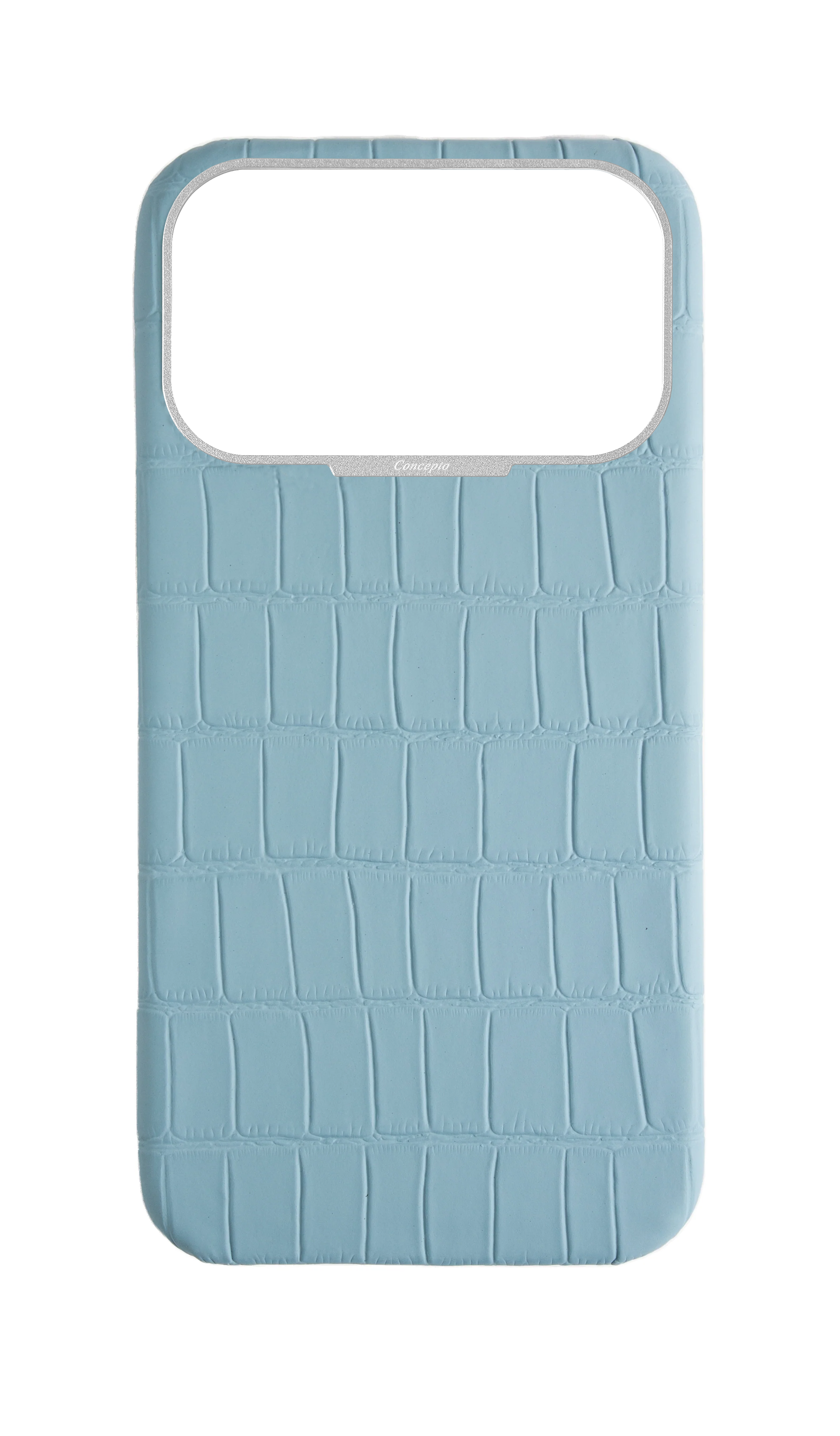 Matte Light Blue Strapless Embossed Crocodile Case