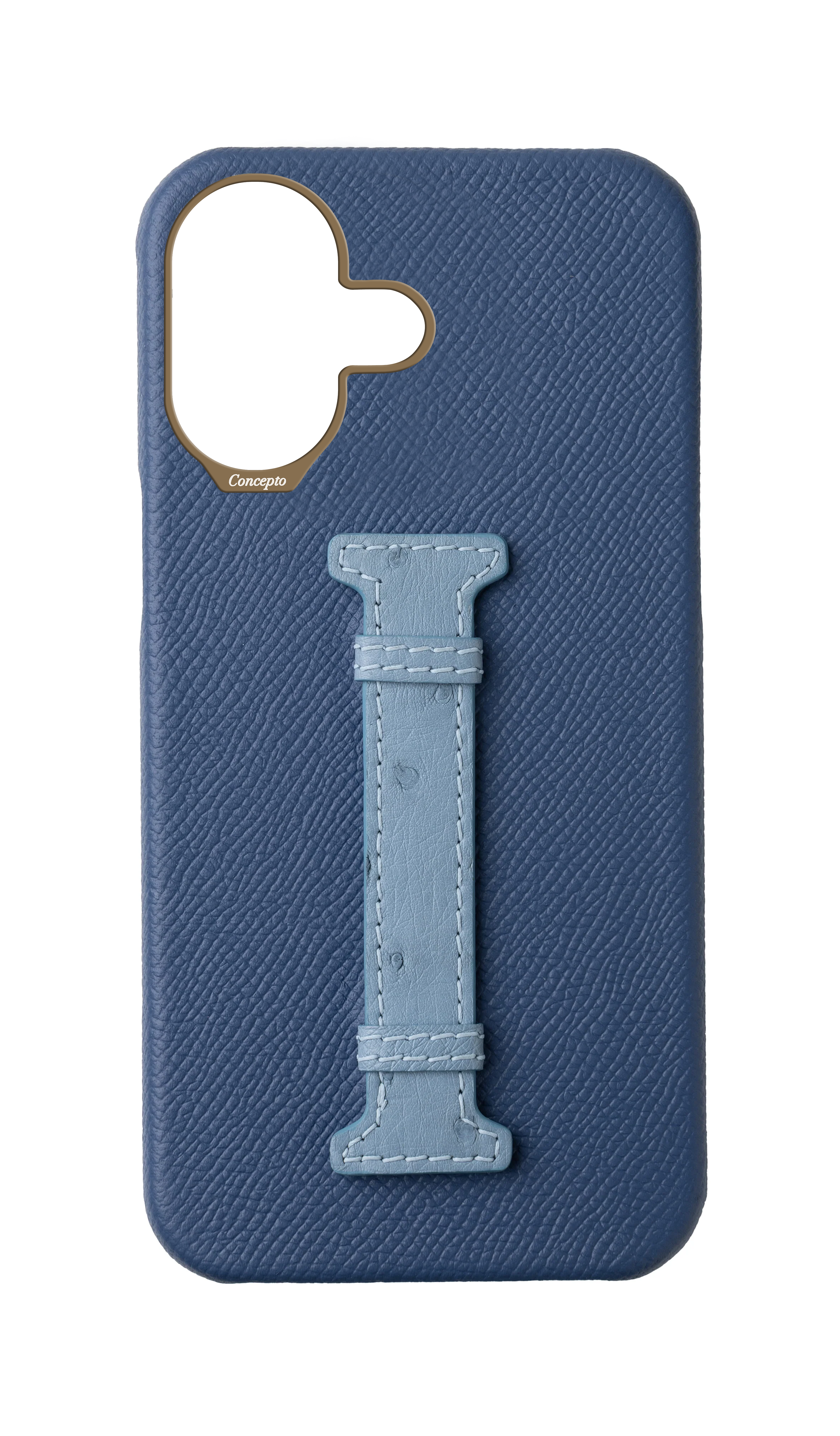 River Blue / Aqua Exotic Ostrich Middle Strap Case